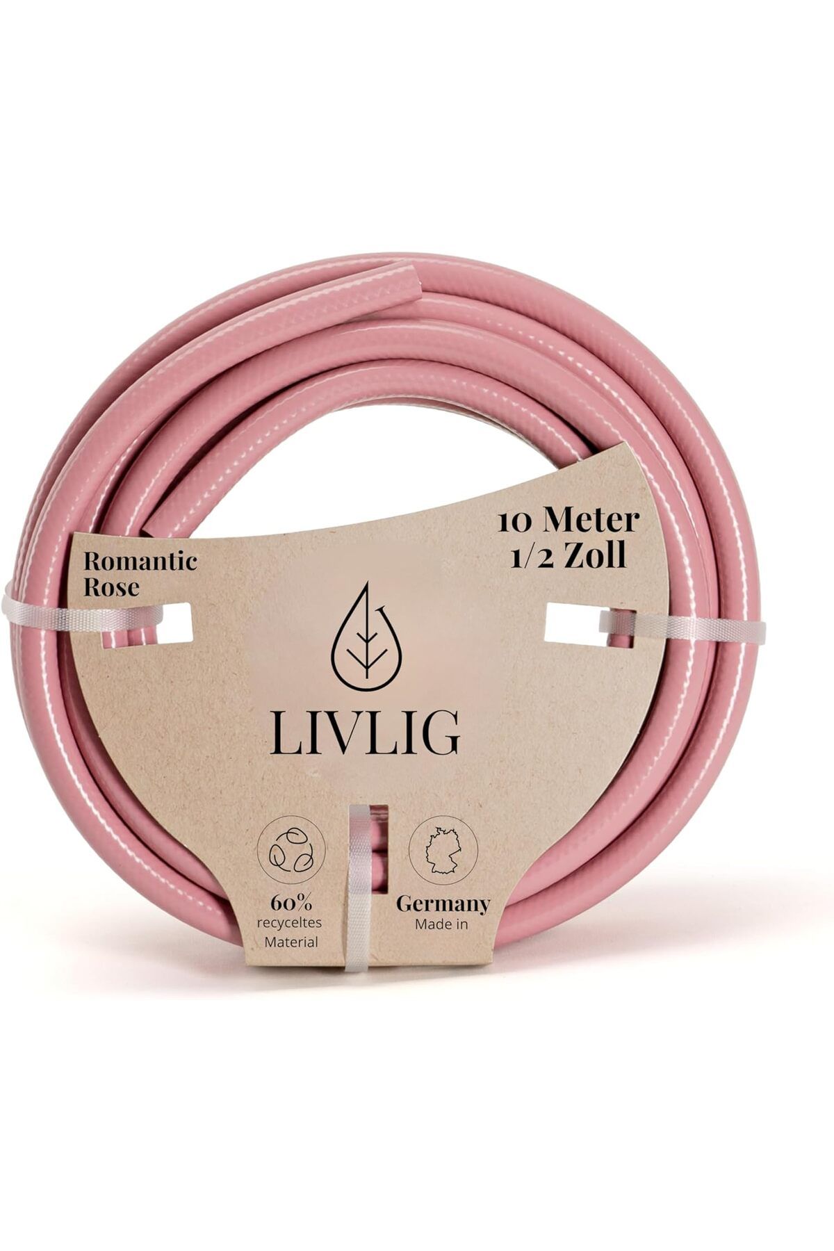 LIVLIG 10 m Bahçe Hortumu, 1/2 inç, Pembe, Geri Dönüşümlü PVC