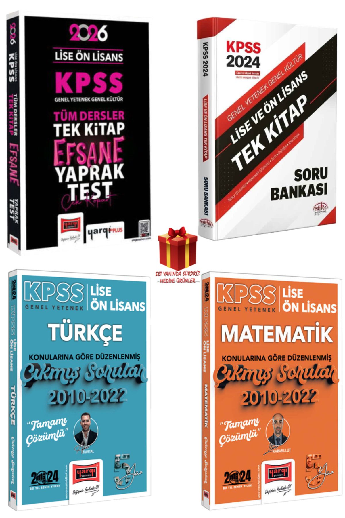 Yargı Yayınları 2026KPSS Lise-Ön Lisans Tek Kitap Yaprak Test+Soru Bankası+Türkçe-Matematik Çıkmış Sorular 2010-2022