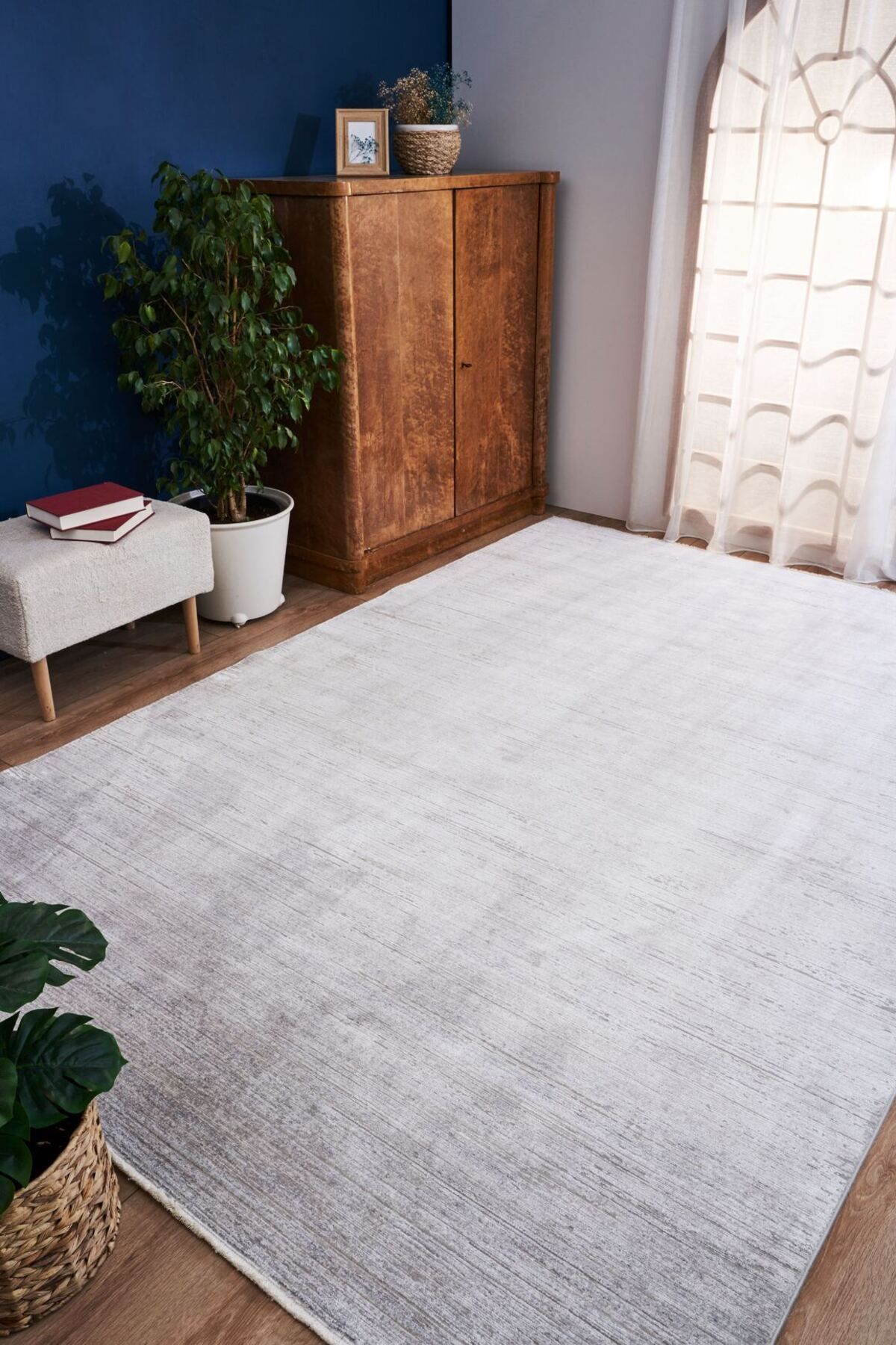 akbel halı & yatak exclusive home design Queen 8109 Gri - Viskon Bambu Halı | Dokuma Salon Halısı