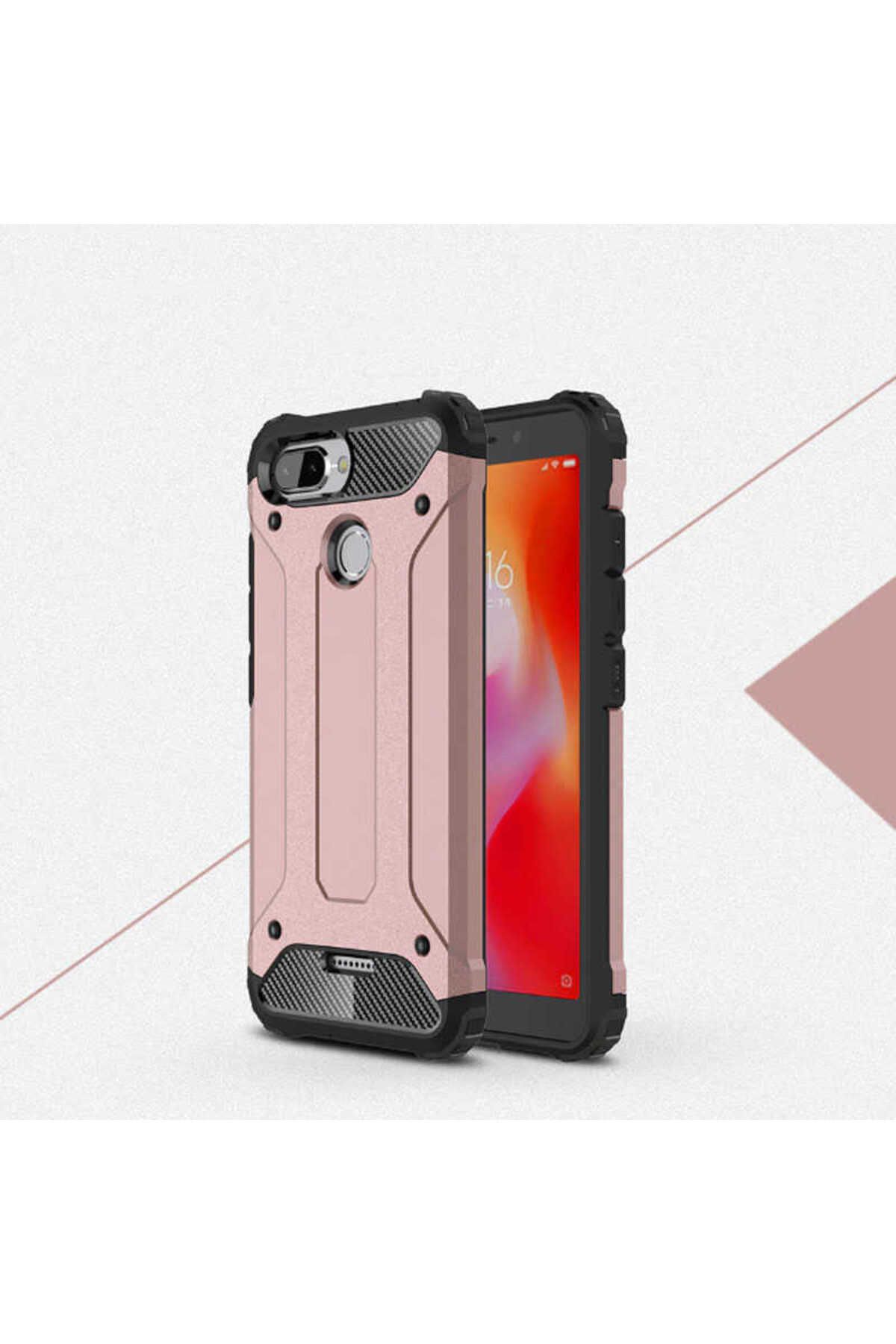 halkhouse Xiaomi Redmi 6 Kılıf Zırh Tank Sert Korumalı Silikon Crash Silikon Kapak