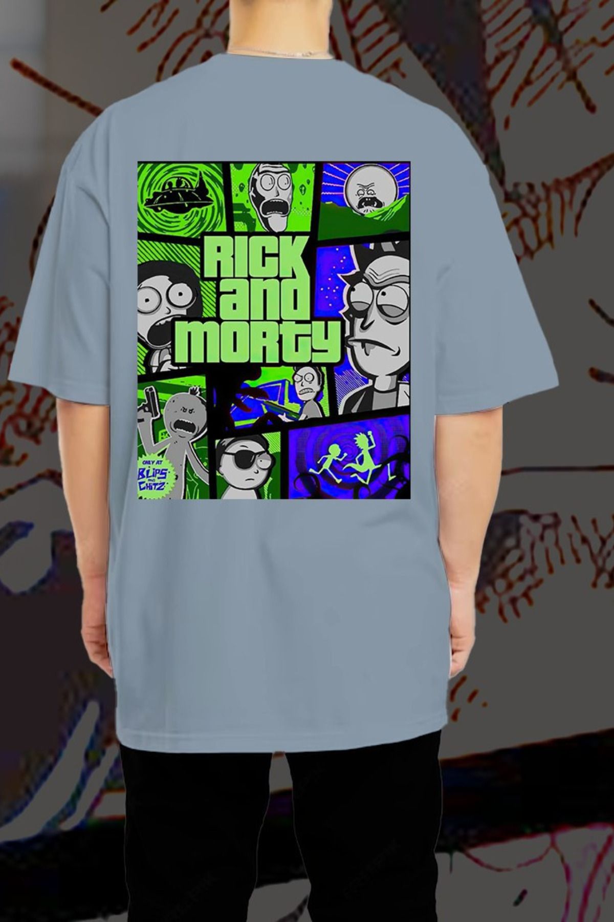 Wish BF Rick and Morty Baskılı Oversize T-shirt