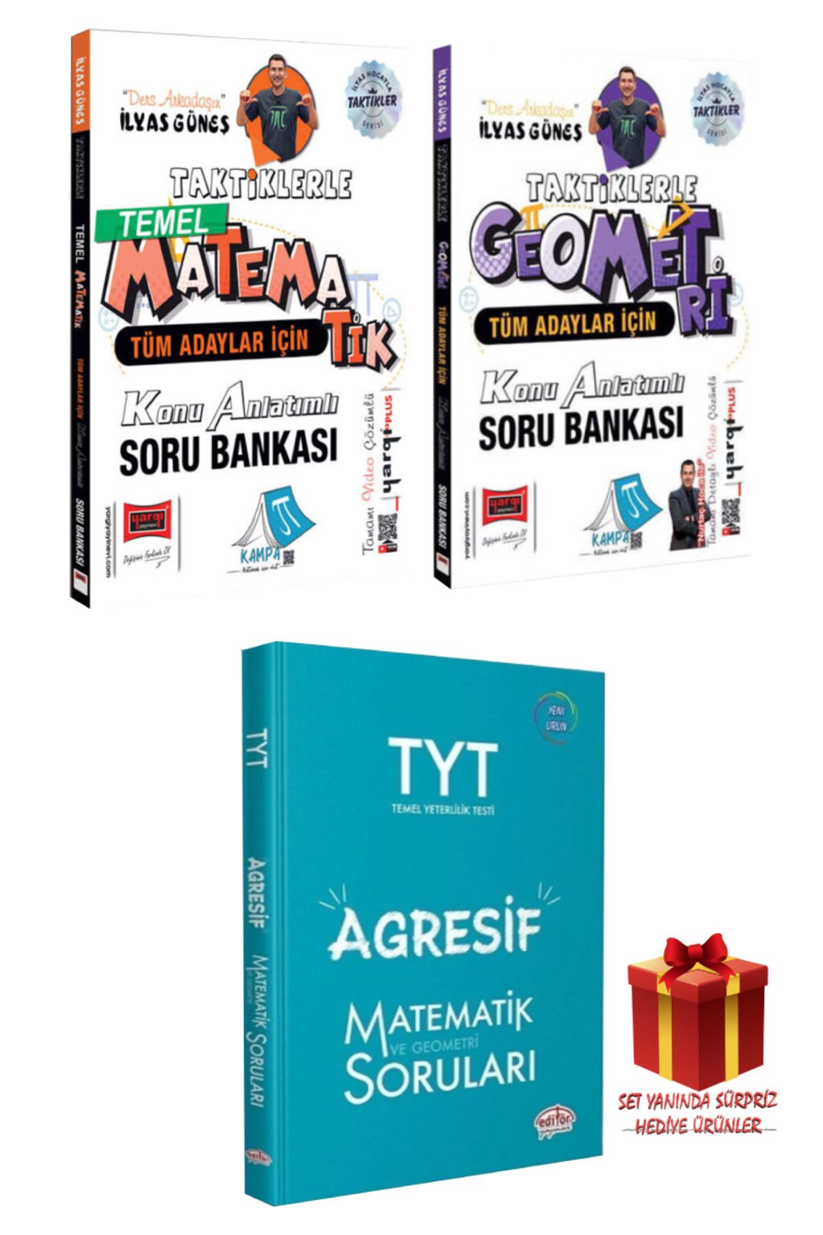 Yargı Yayınları İlyas Güneş Tüm Adaylar İçin Taktiklerle Matematik+ Geometri Konu Anlatımlı Soru Bankası+TYT Soru B.