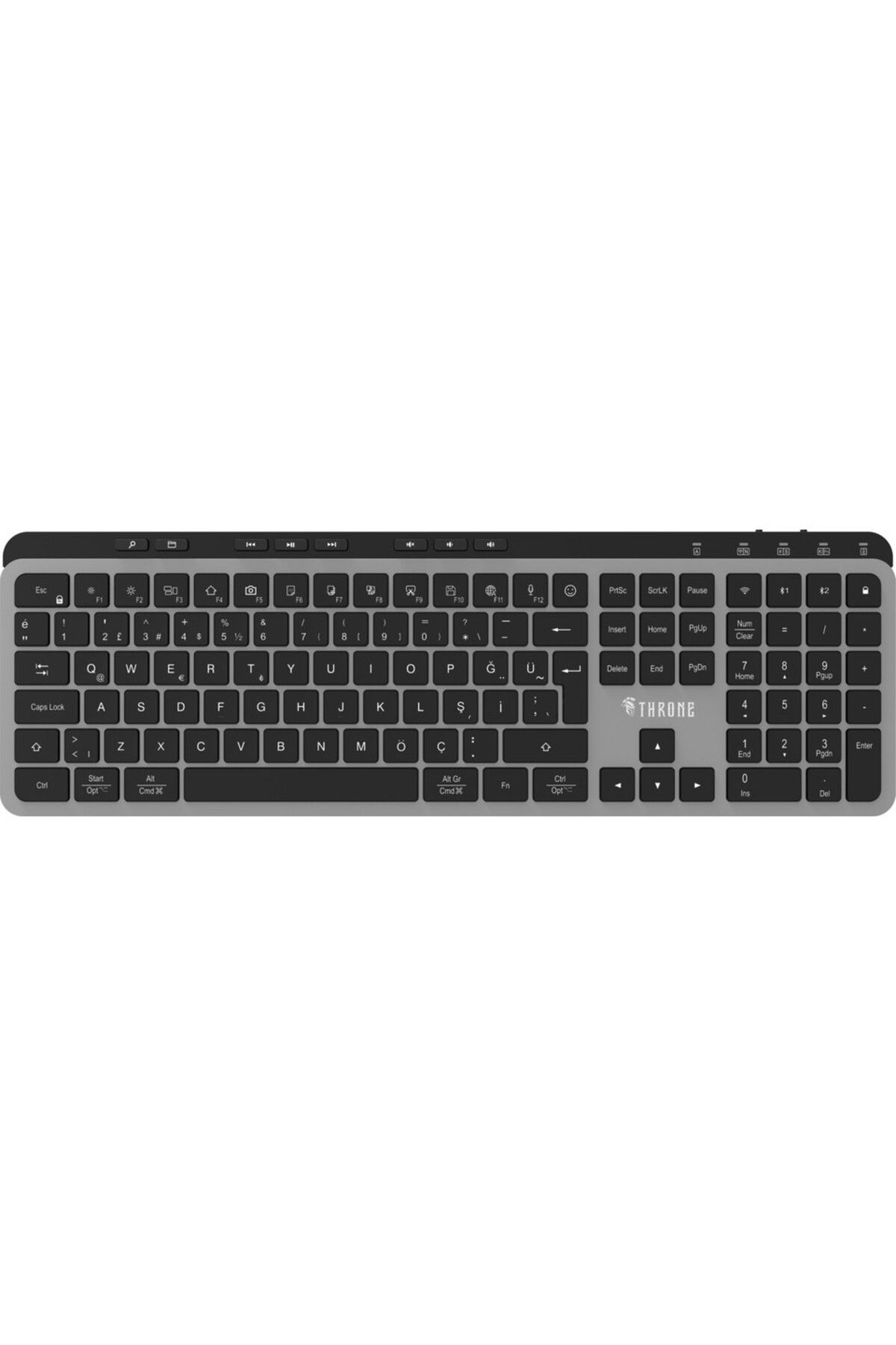 THRONE Elite K1 Sessiz Switch 110+8 Multimedya Windows & Macos Uyumlu Premium Metal Kablosuz Ofis Klavyesi
