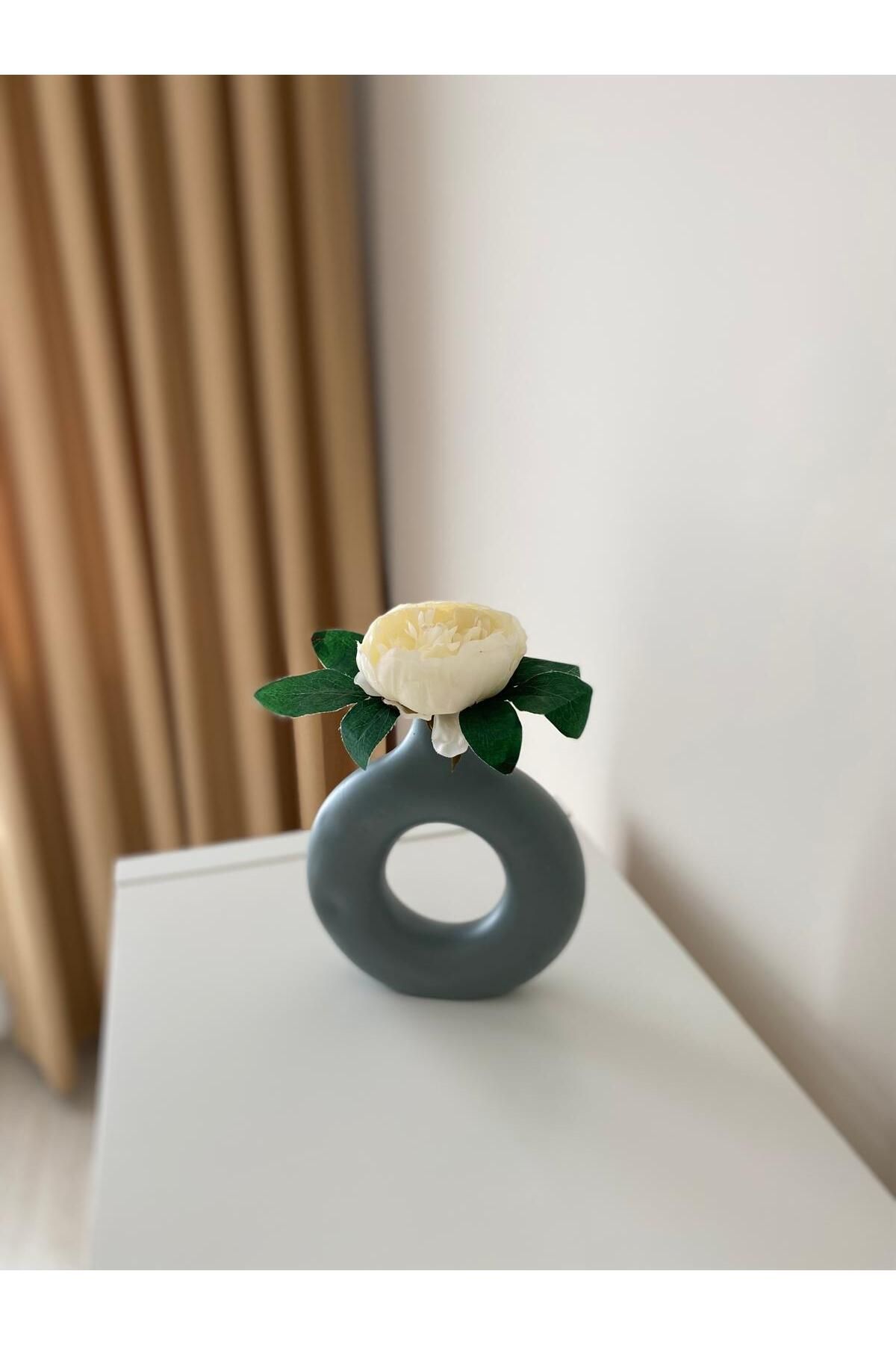 SGT HOME BOHEM TARZI YUVARLAK FÜME VAZO 21CM