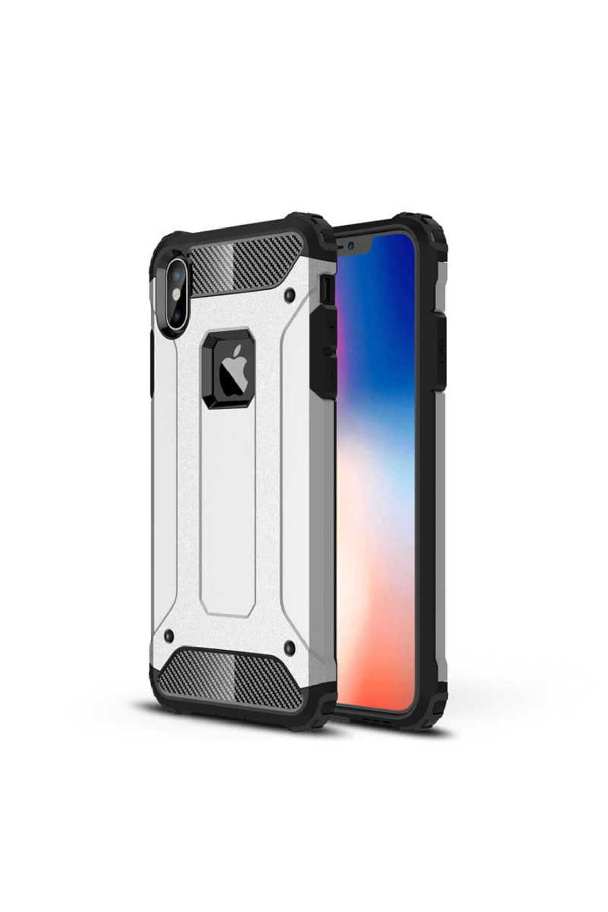 halkhouse Apple iPhone X Kılıf Zırh Tank Sert Korumalı Silikon Crash Silikon Kapak