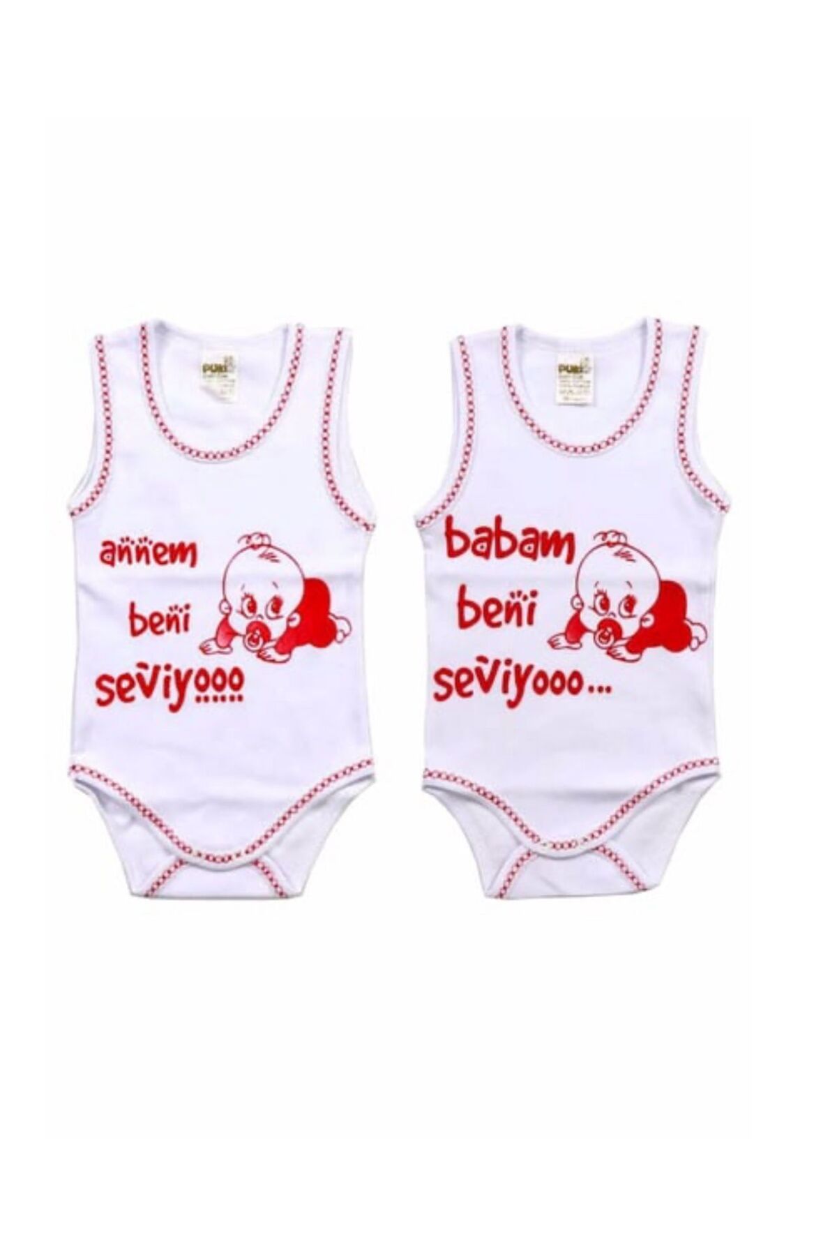 MOODYKİDS annem babam beni seviyor yazılı 2li askılı bebek zıbını