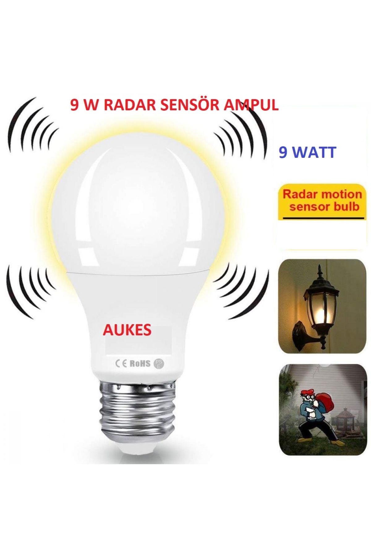 Aukes 9 w HARAKET SENSÖR LED AMPÜL