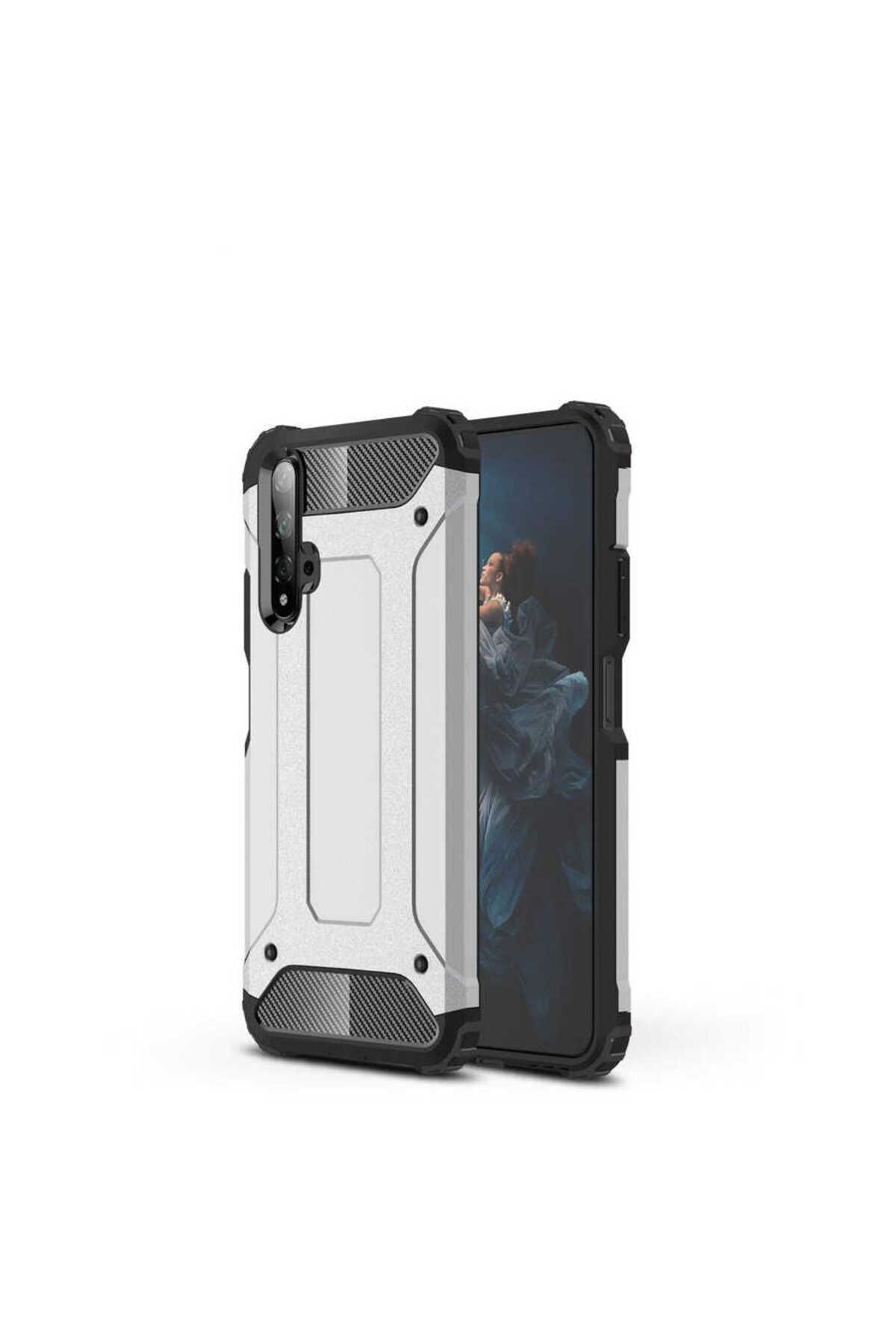 halkhouse Huawei Honor 20 Kılıf Zırh Tank Sert Korumalı Silikon Crash Silikon Kapak
