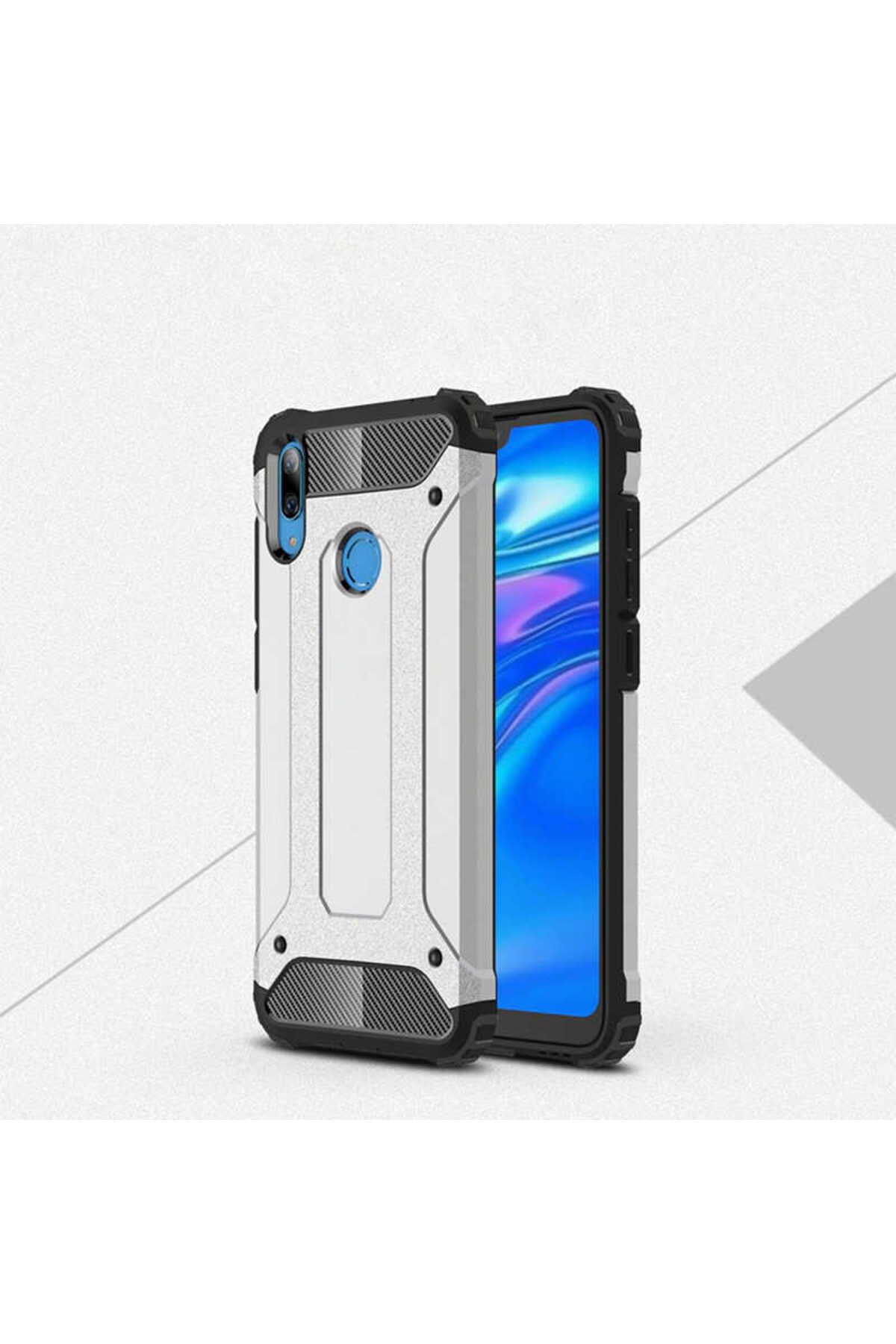 halkhouse Huawei Y7 Prime 2019 Kılıf Zırh Tank Sert Korumalı Silikon Crash Silikon Kapak