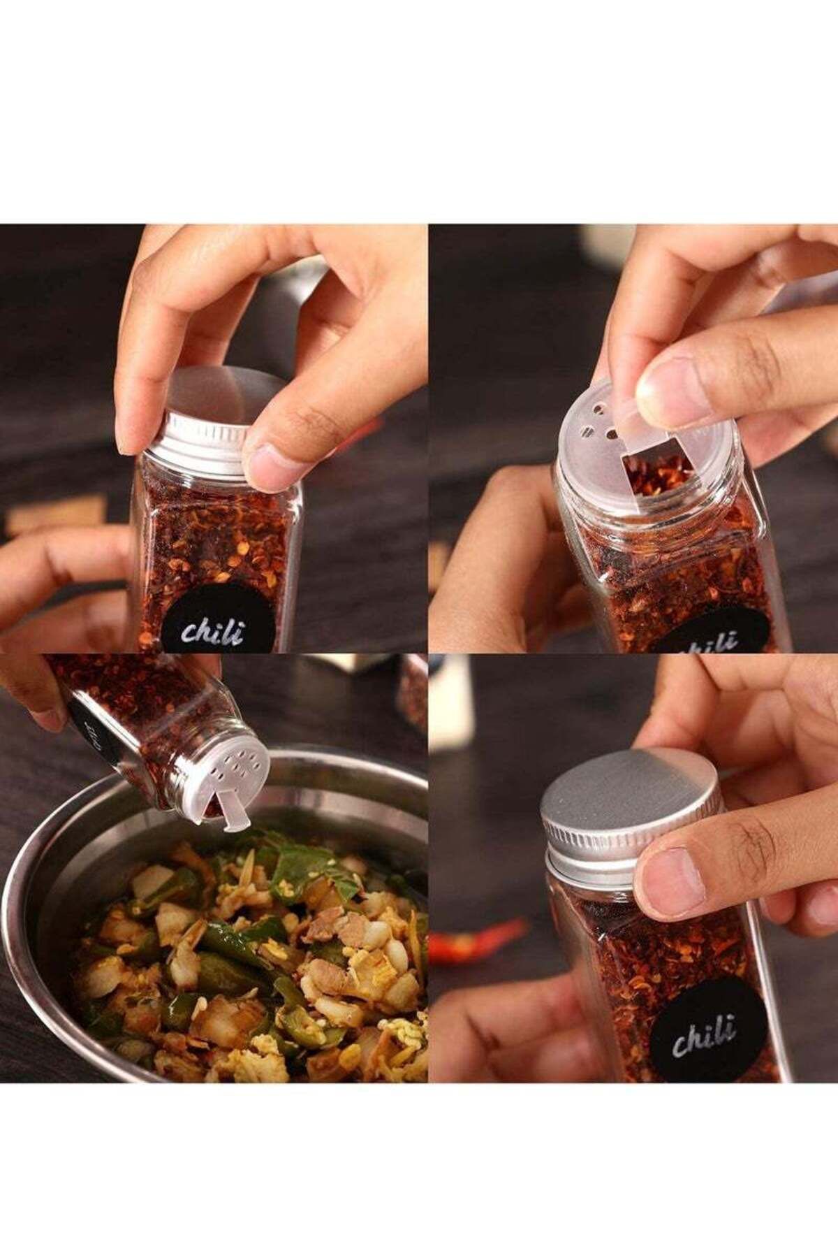 COOYA-24 Glass Spice Jars Set-120ml Multicolor Jars with Lids & Funnel for Kitchen Storage 5