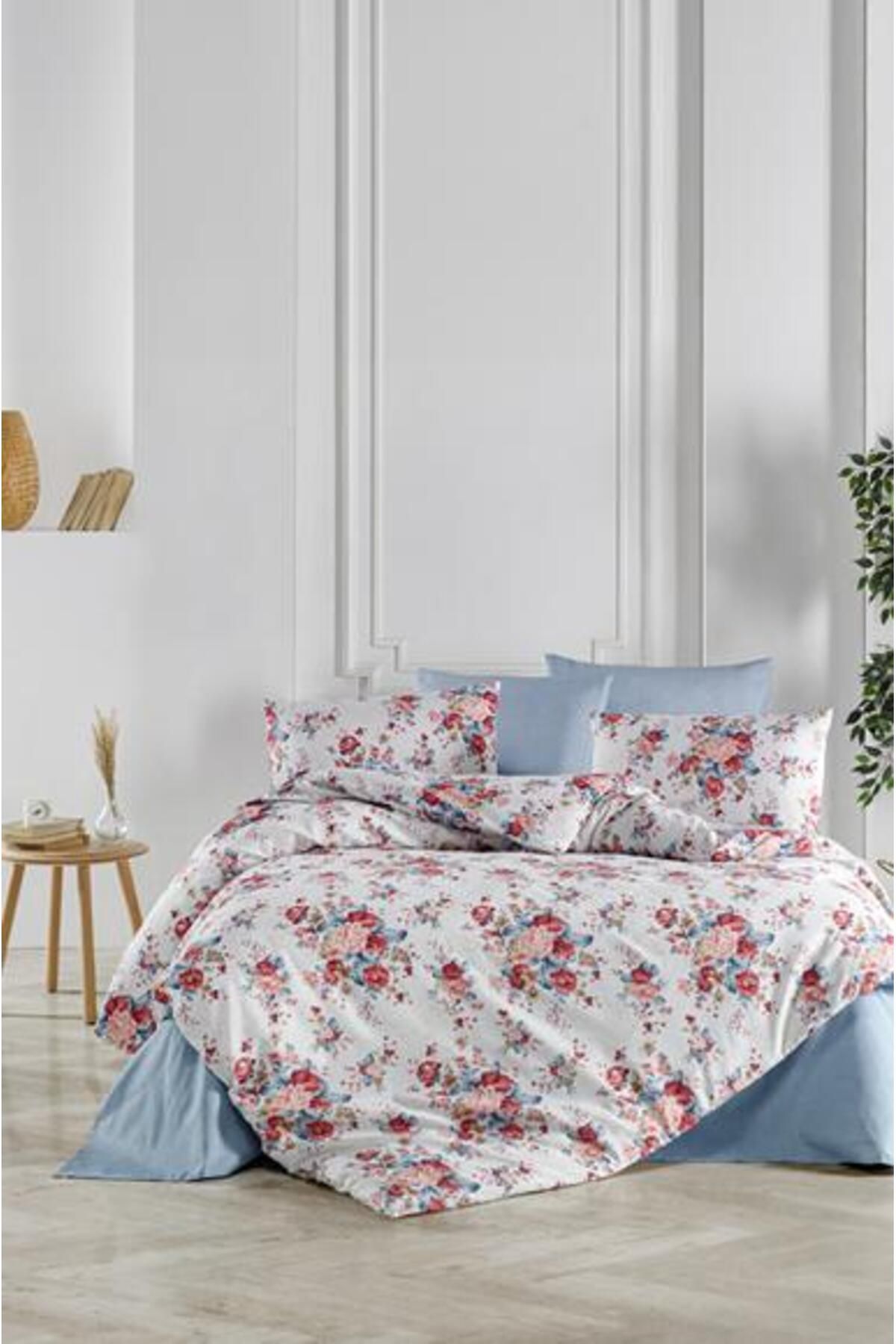 MaralHome Çiçekli Çift Kişilik Nevresim Takımı