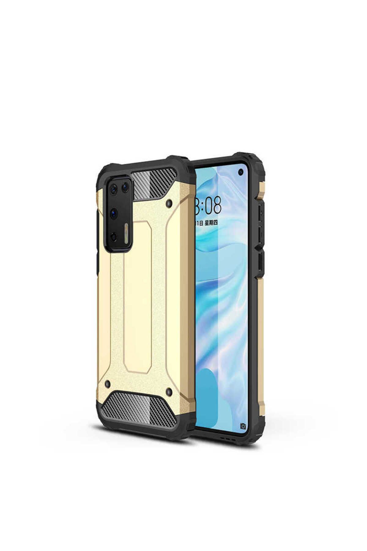 halkhouse Huawei P40 Kılıf Zırh Tank Sert Korumalı Silikon Crash Silikon Kapak