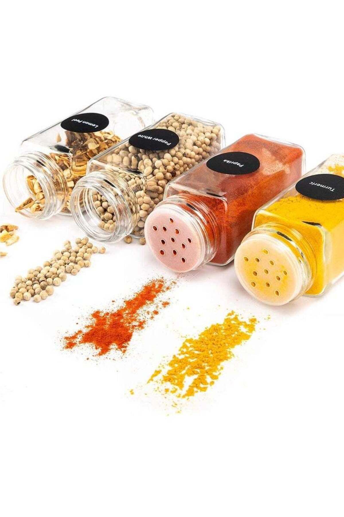 COOYA-24 Glass Spice Jars Set-120ml Multicolor Jars with Lids & Funnel for Kitchen Storage 7