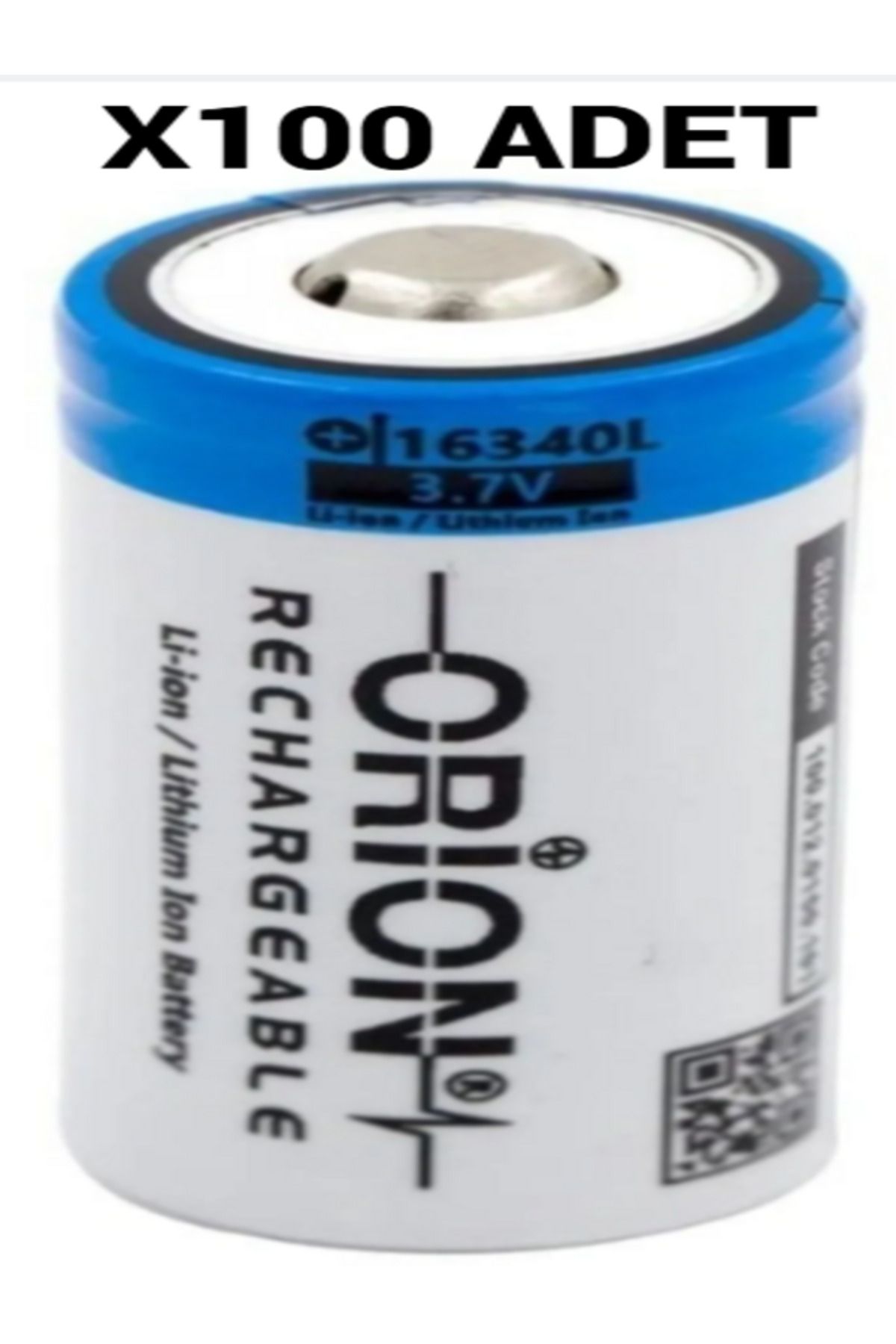 Orion 100 Adet 16340 3.7V 850 Mah Li-Ion Pil (CR123A Lityum Şarjlı Pil)