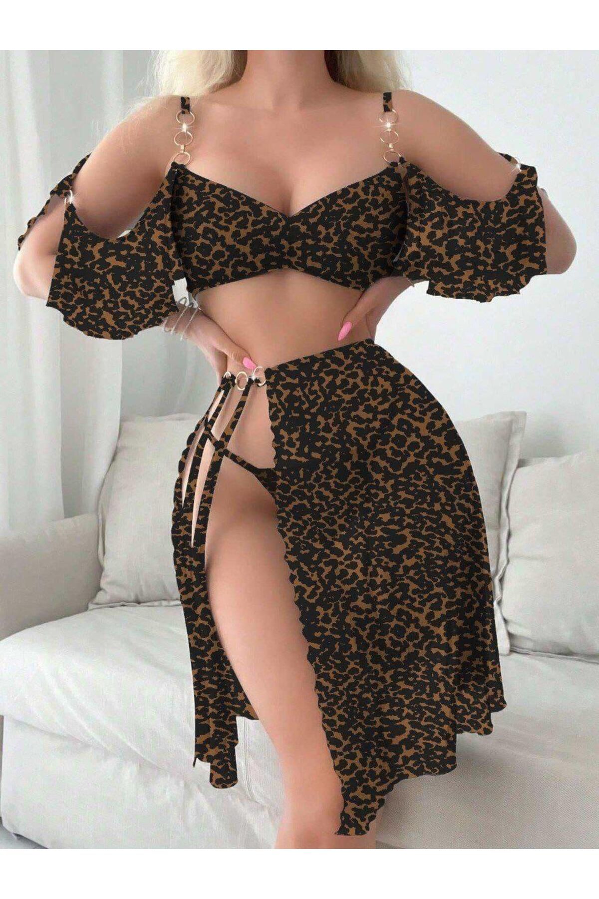 Limas lingerie Kadın 3’lü Zincir Detaylı bikini Takımı
