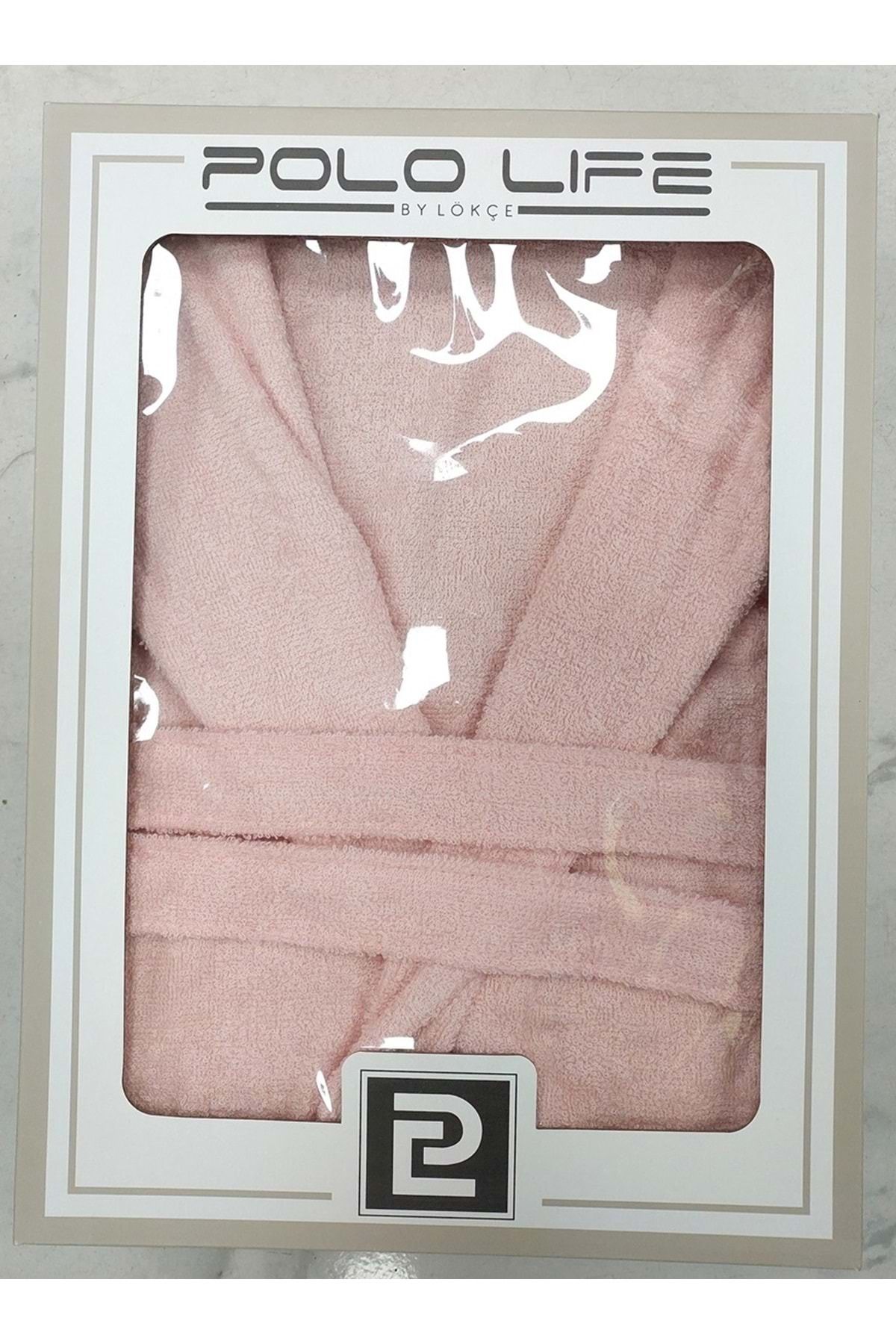 polo life Kutulu Bamboo Tek Bornoz Şalyaka-Pembe (XL Beden)