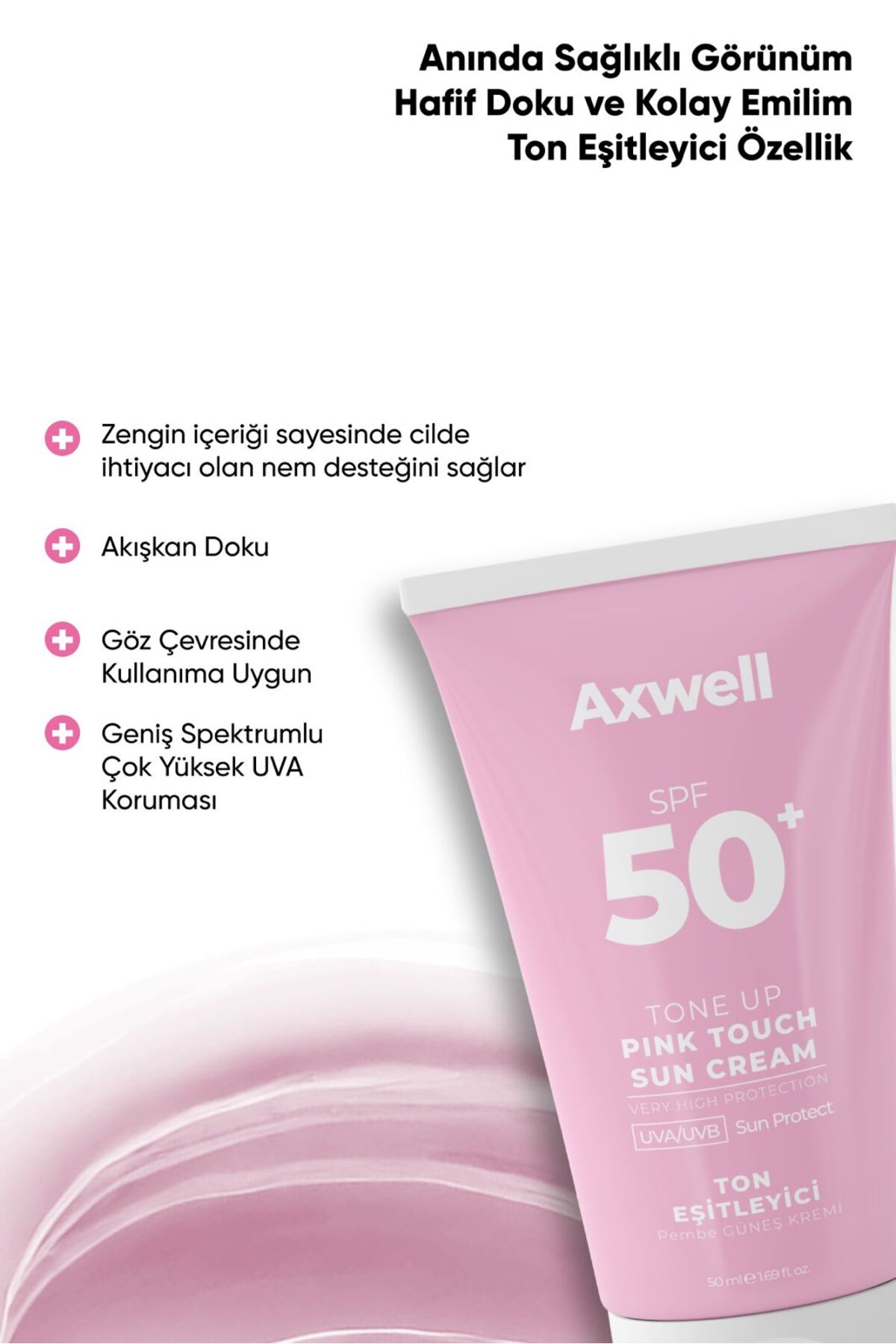 Pink Touch Anında Ton Eşitleyici Onarıcı Nemlendirici Pembe Yüz Güneş Kremi Spf50 50 Ml — PGK22 — تصویر 9 از 10