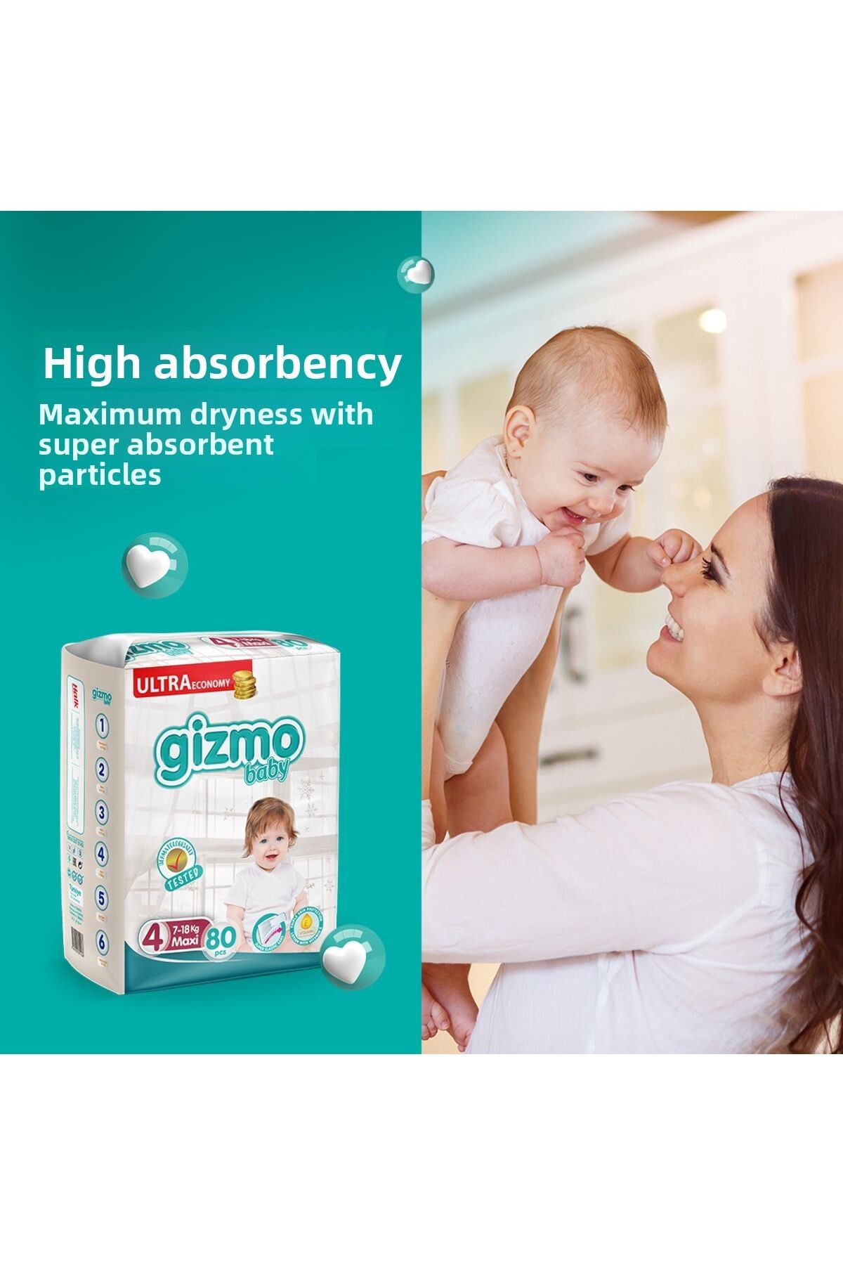 Gizmo-Ultra Eco Baby Diapers - Size 6, Extra Large, 52 Pack 3