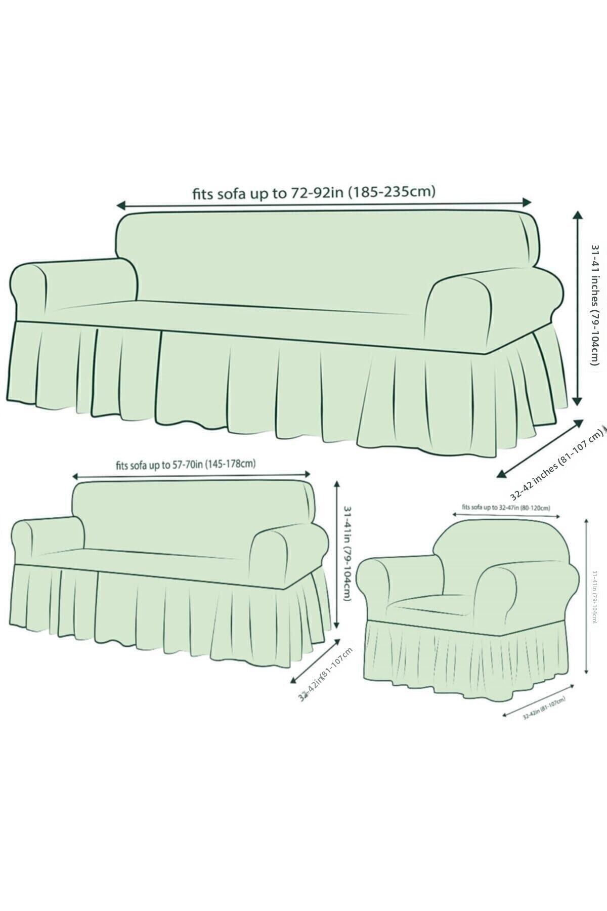 ARTUÇ-Set canapea și canapea învelită din bumbac - cu fustă elastică, standard 3+3+1+1 4