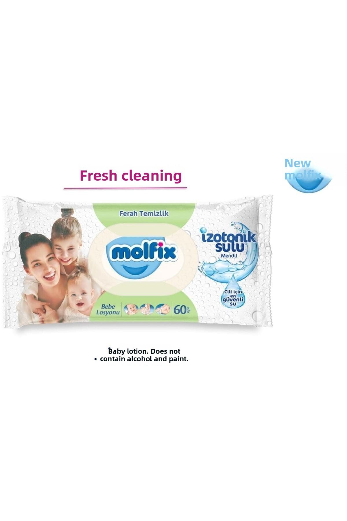 Molfix-Wet Towel Handkerchief Isotonic Fresh Cleaning 12-piece set 60 Sheets with Plastic Lid 3