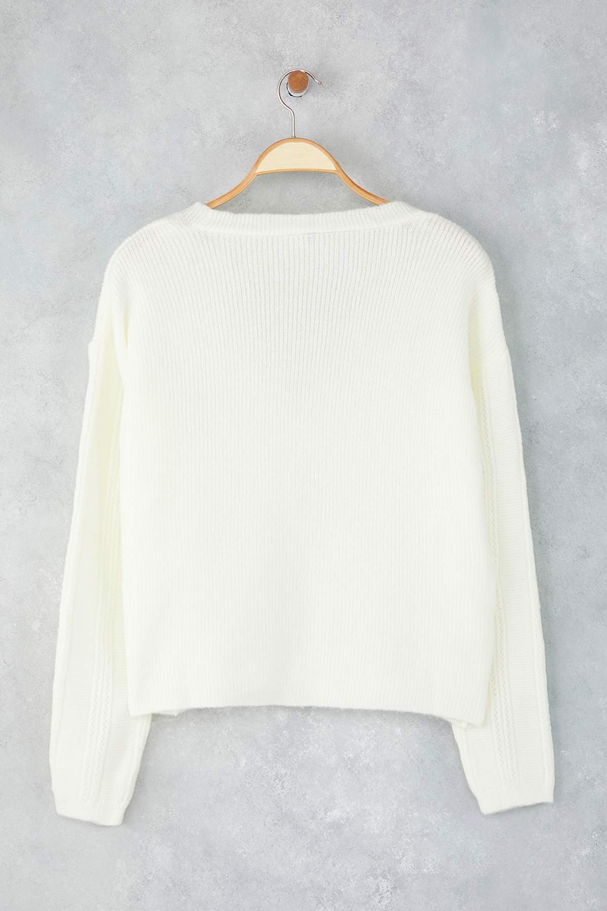 Trendyolmilla  Ekru Yumuşak Dokulu Kol İşleme Detaylı Triko Hırka TWOAW26HI00120 - Görsel 6