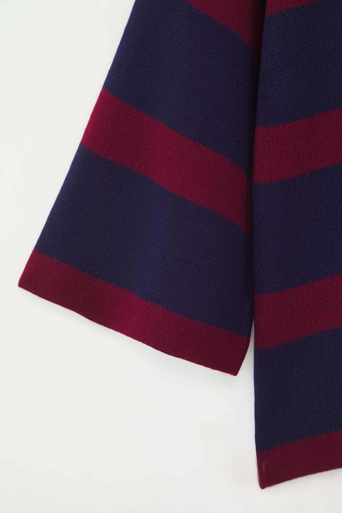 Trendyolmilla  Bordo Polo Yaka Basic Çizgili Triko Kazak TWOAW23BZ00001 - Görsel 6