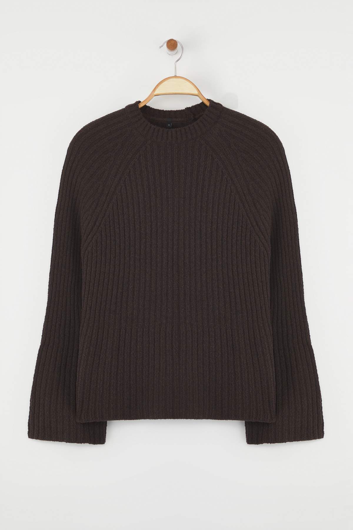 Trendyolmilla  More Sustainable Kahverengi Geniş Kalıp Peplum Detaylı Pamuklu Triko Kazak TWOAW25KZ00305 - Görsel 10