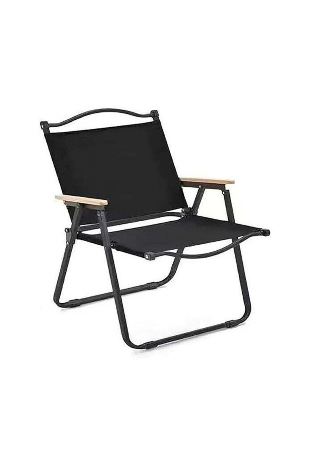 كرسي تخييم قابل للطي بإطار من الألومنيوم، للنزهات والشاطئ والحديقة، أسود - 78 ارتفاع × 40 ارتفاع × 52 عمق × 52 عرض سم