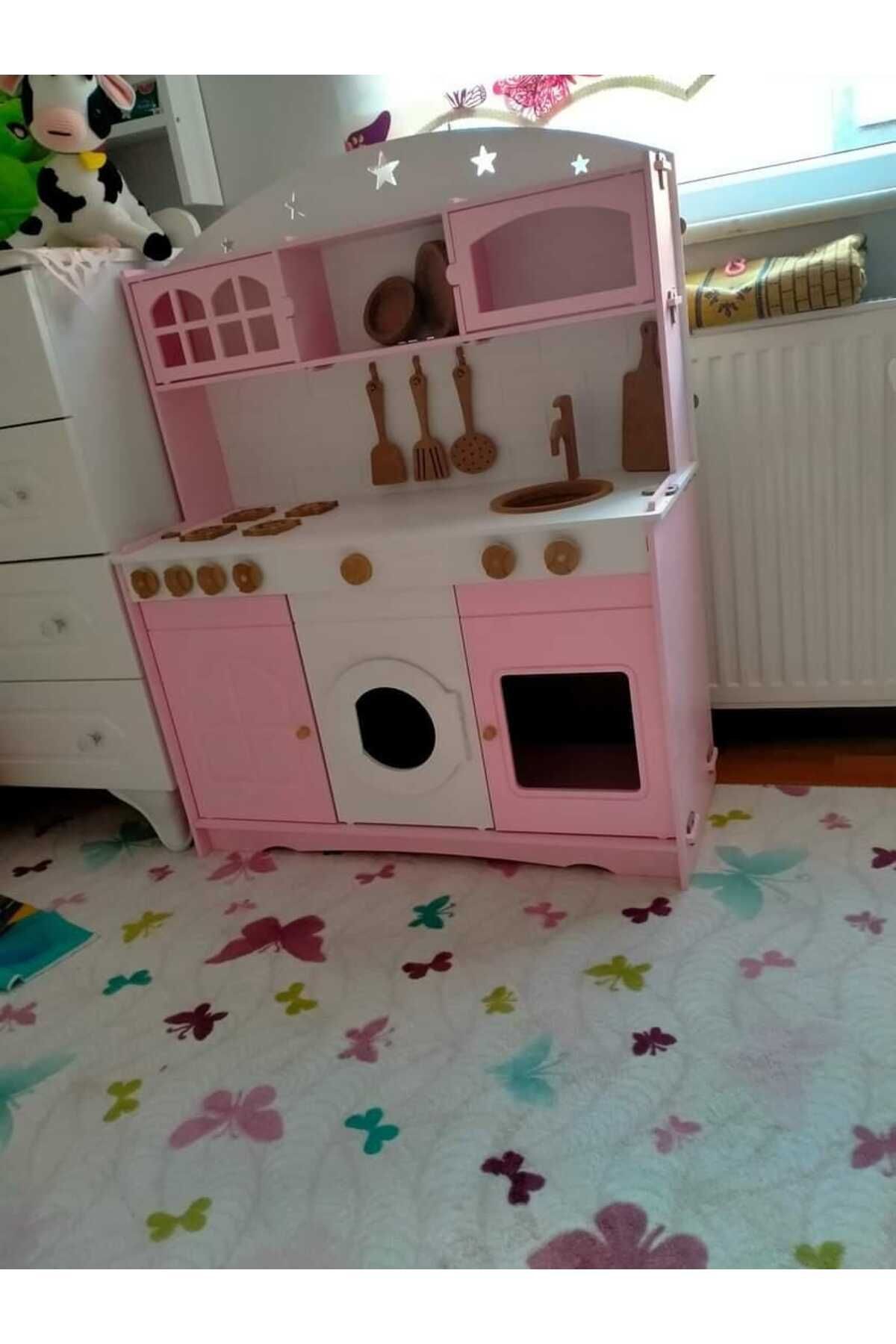 Özka Hobi Ahşap Özka 3 Kapaklı Pembe Boyalı Mutfak fotoğrafı 4 (önizleme)
