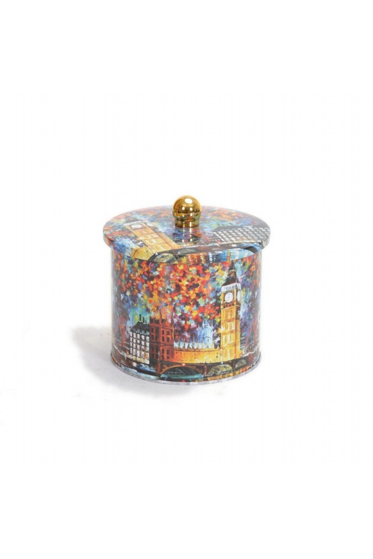 EVLE-Ef142-01 Afremov Big Ban Patterned Round Metal Storage Container 14 Cm 3