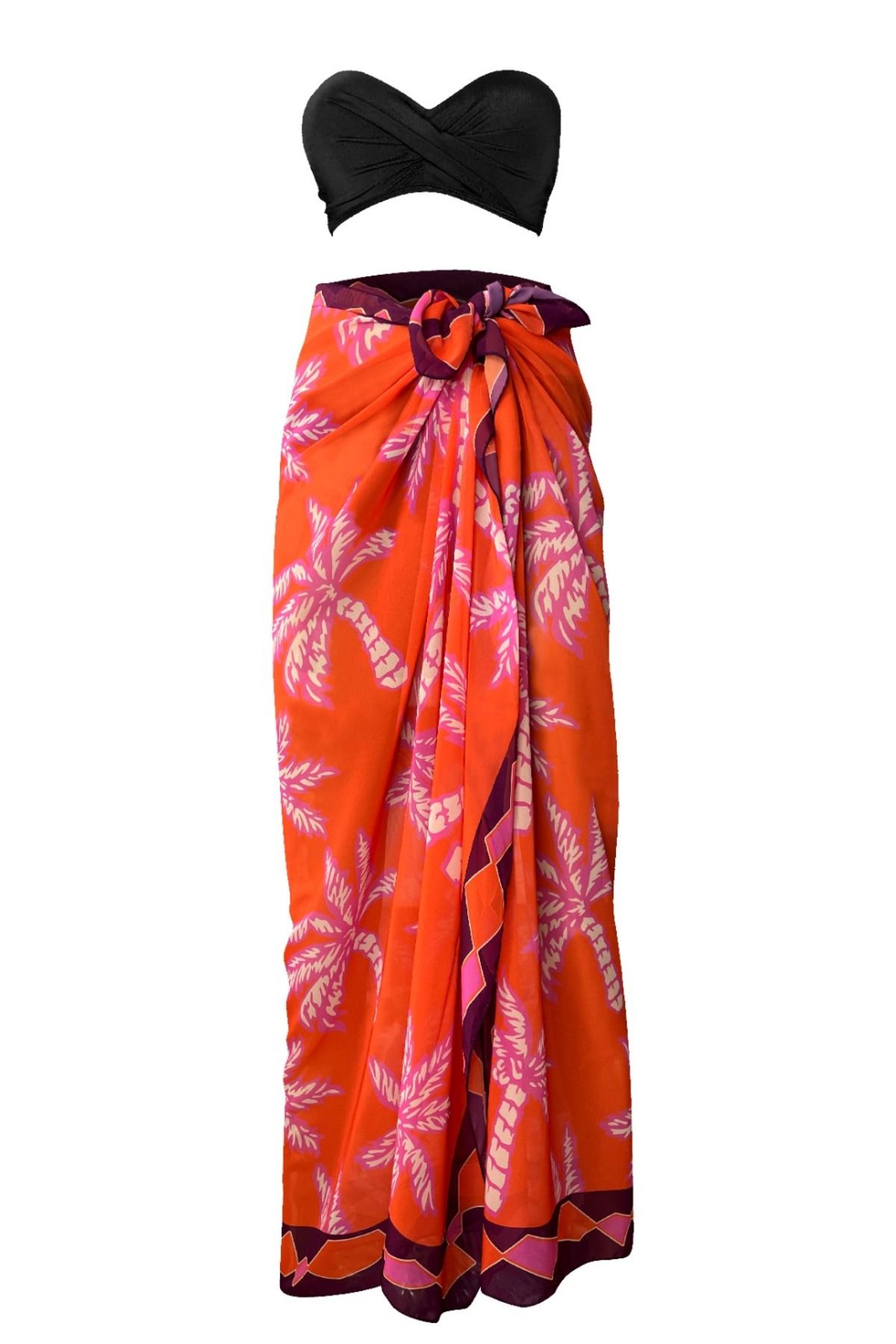 Bolder-Curve Pareo Chiffon Palm&Pomegranate (Big Size) 1