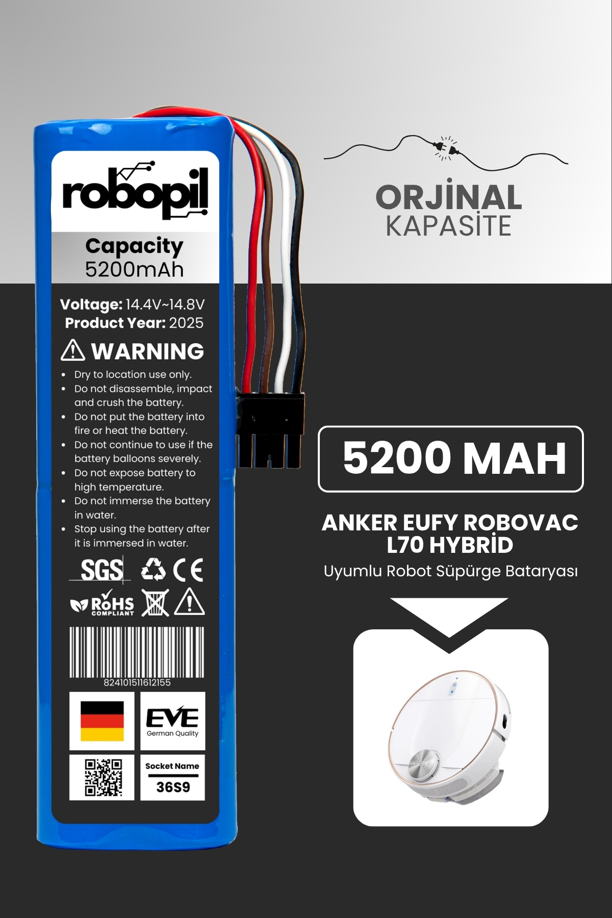 ROBOPİL Anker Eufy Robovac L70 Hybrid Pil Batarya [Orjinal