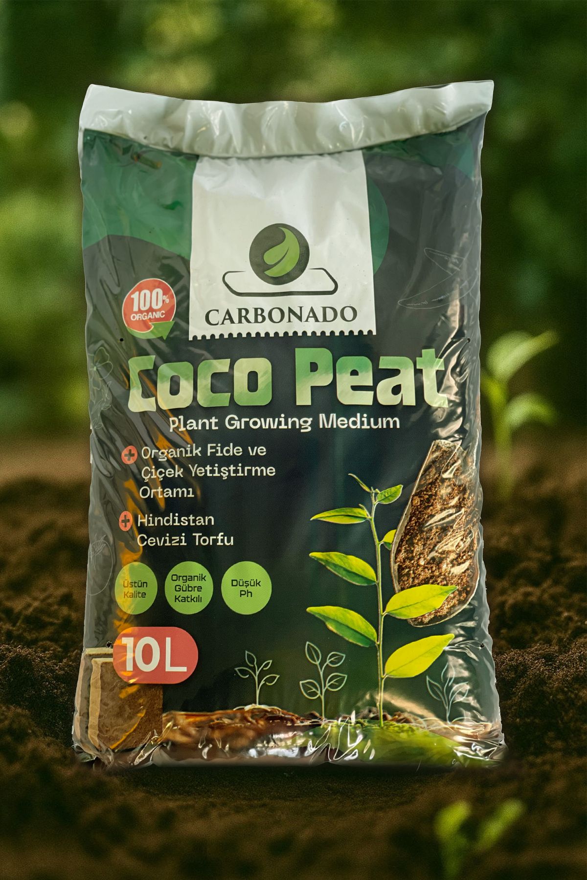 Carbonado Coco Peat 10L Organik Bitki Yetiştirme Ortamı (Hindistan Cevizi Torfu)