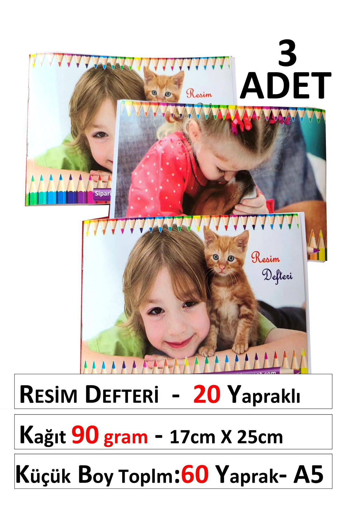mintikbirler Resim Defteri 20 Yaprak 90 gram Küçük Boy 17 X 24 Toplam 60 Yaprak 3 Adet Etkinlik Sanat Çizim