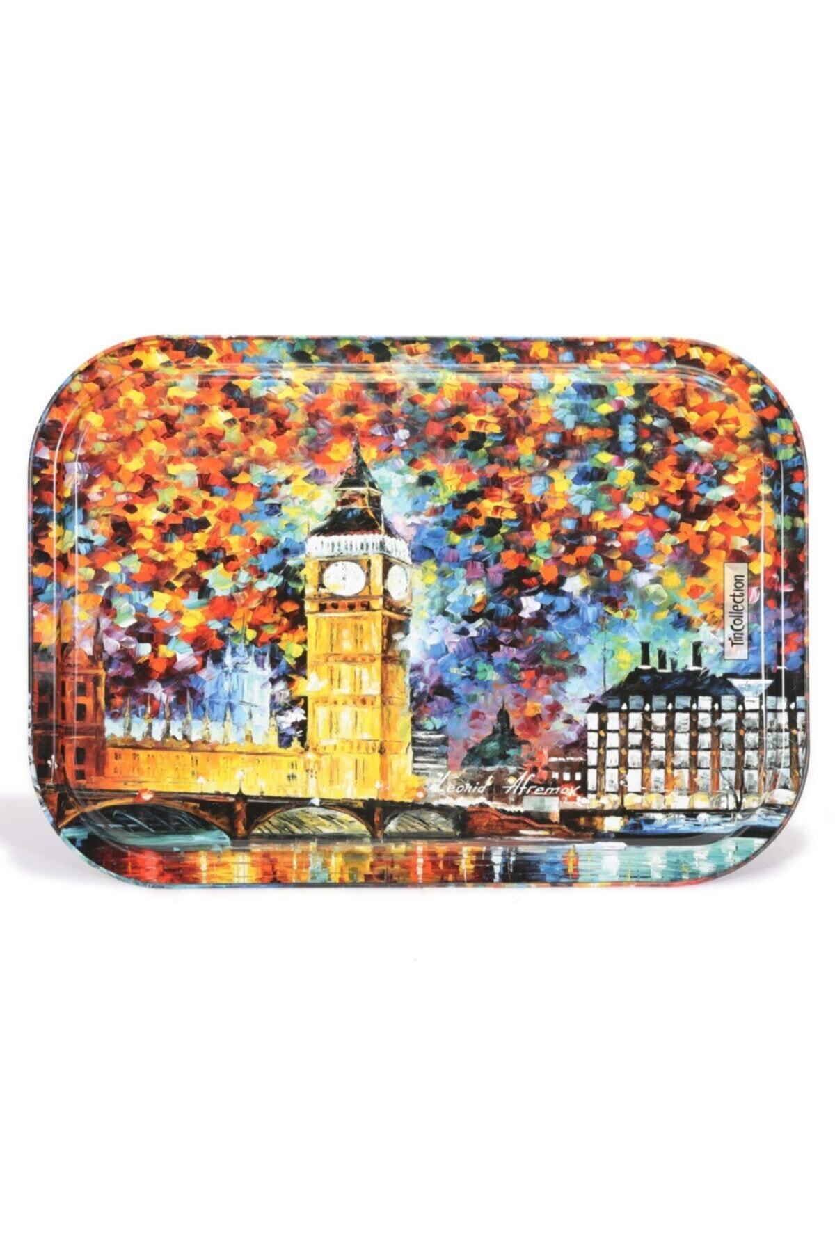 EVLE-Ef164-01 Afremov Big Ban Patterned Rectangular Tray 29x40 Cm 3