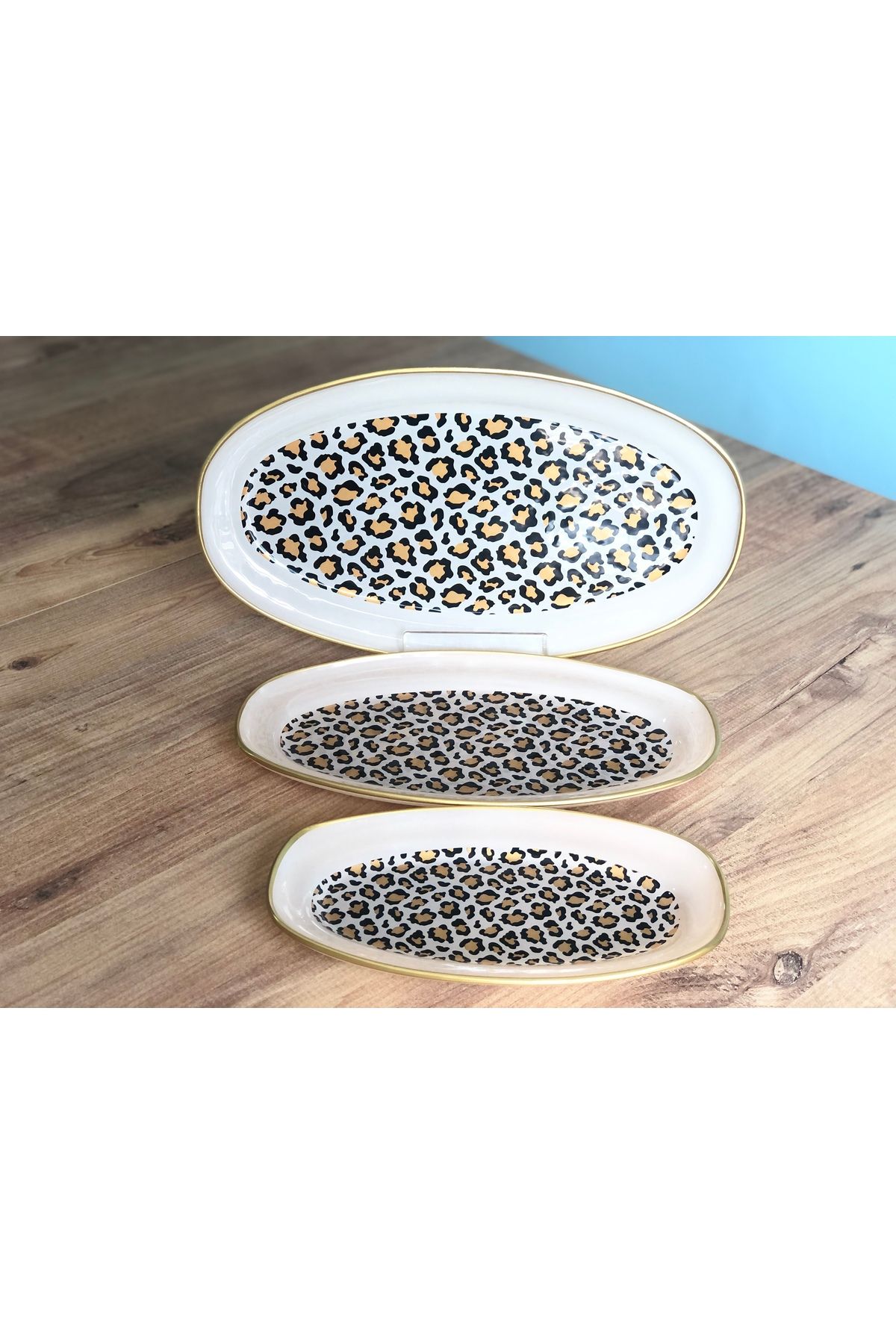 B&M-Presentation Leopard Patterned Boat Plate Set of 3 2
