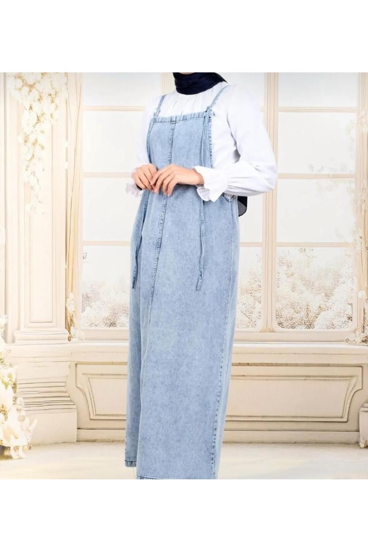 RACE FASHİON-Rochie din denim cu bretele din frânghie RC6029 7