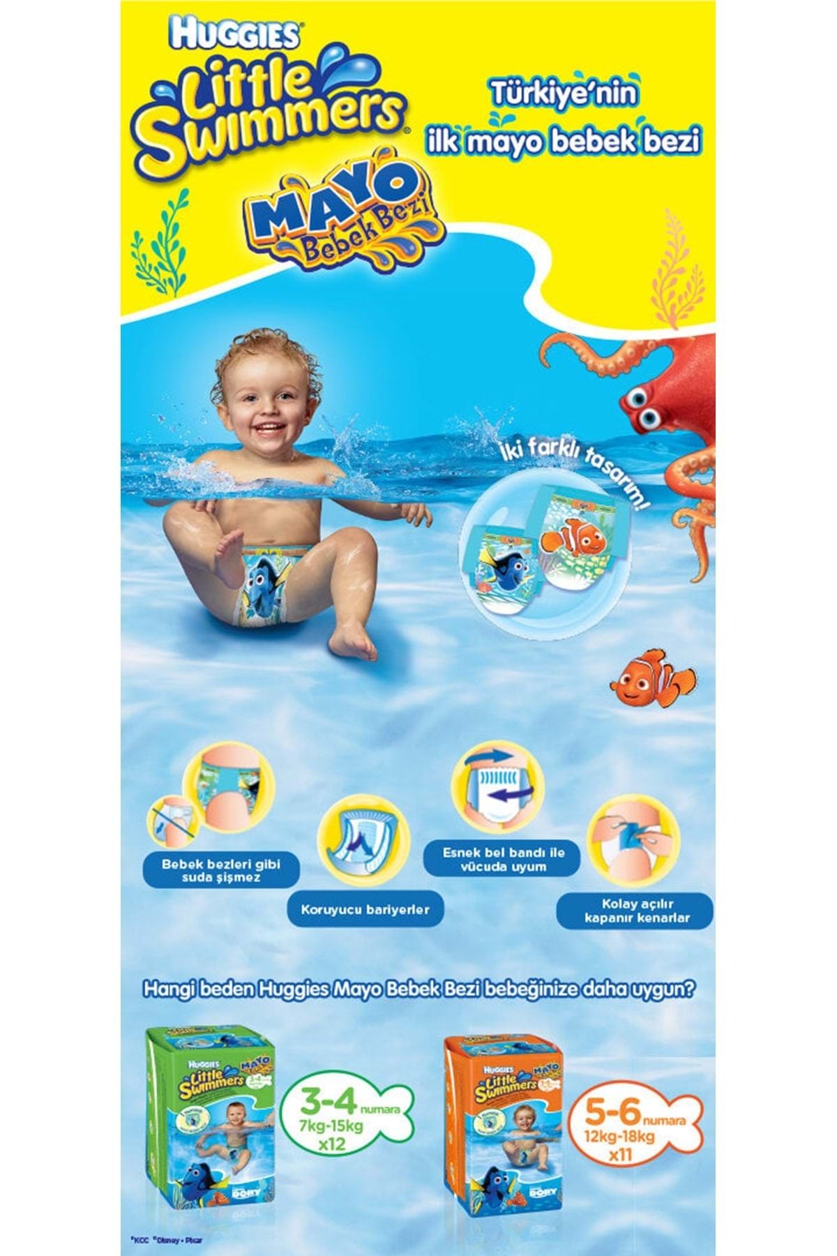 Huggies-Little Swimmers Swimsuit Baby Diaper Size: 5-6 (12-18kg) Single (Inside Piece 11) 7