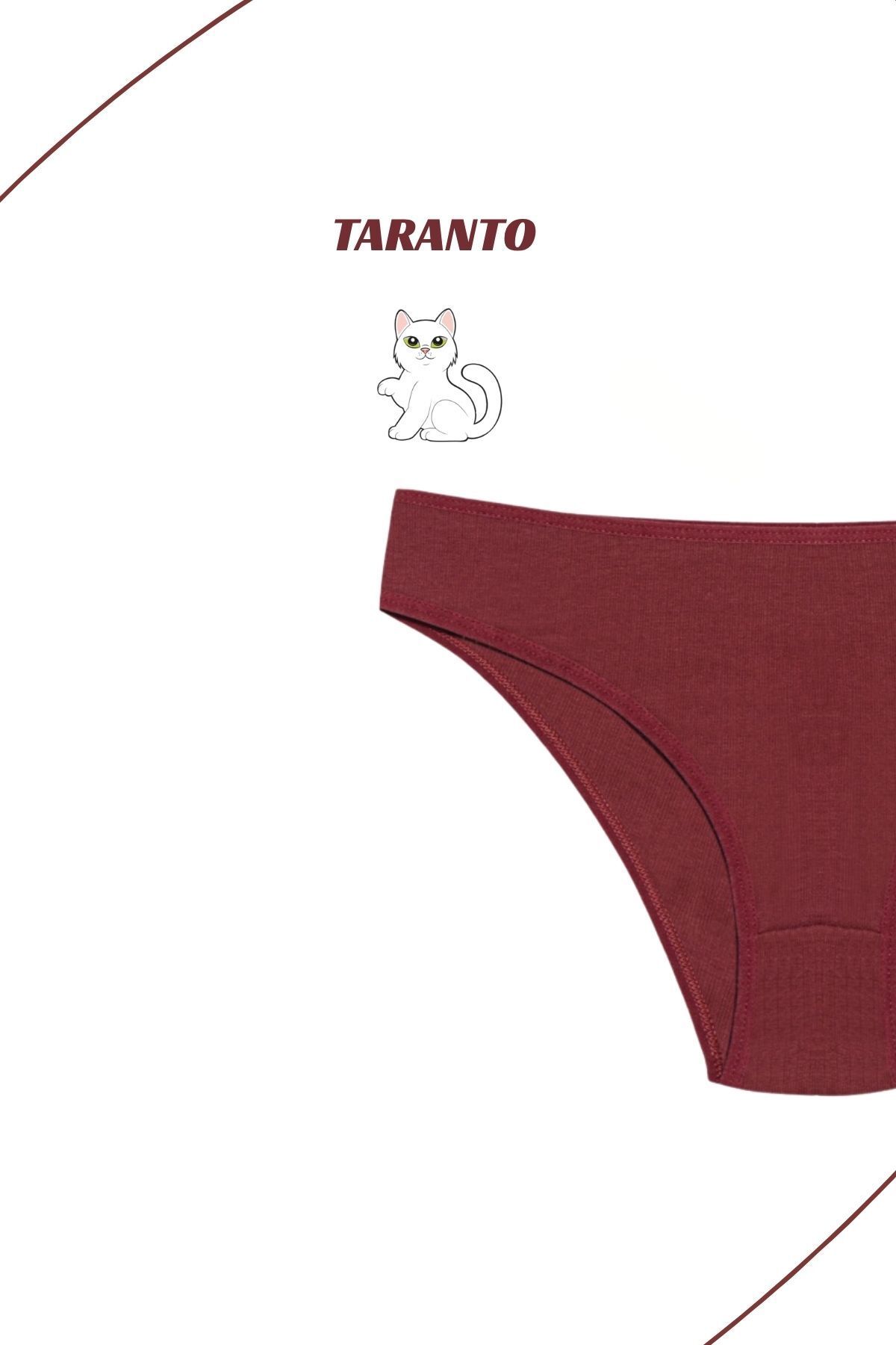 MİSTİRİK-Chiloți slip din bumbac elastic cu talie înaltă model Taranto Culoare Bordeaux 2