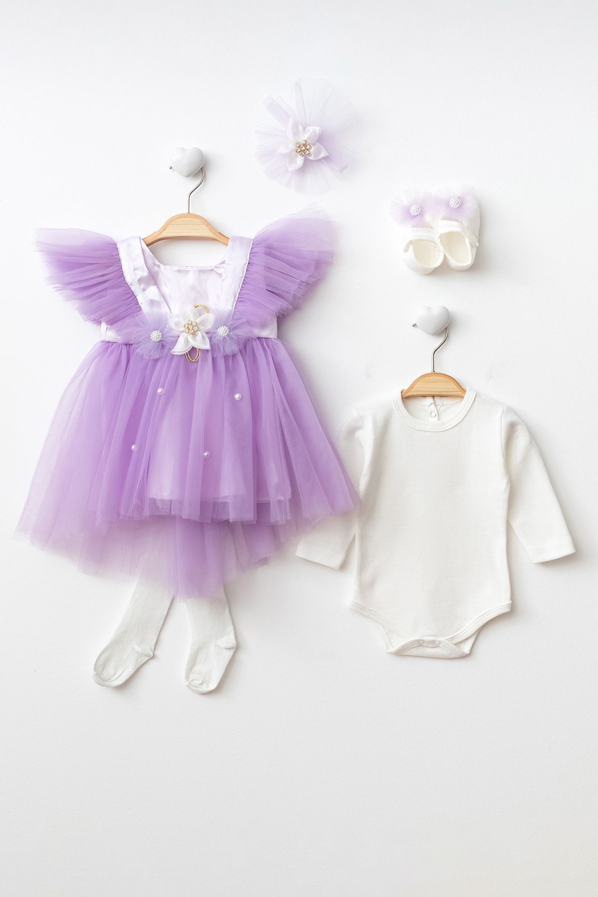 Petite Ponpon Baby Ponpon Baby Kız Bebek Yenidoğan Hediyelik Premium Mevlüt Elbisesi fotoğrafı 2 (önizleme)