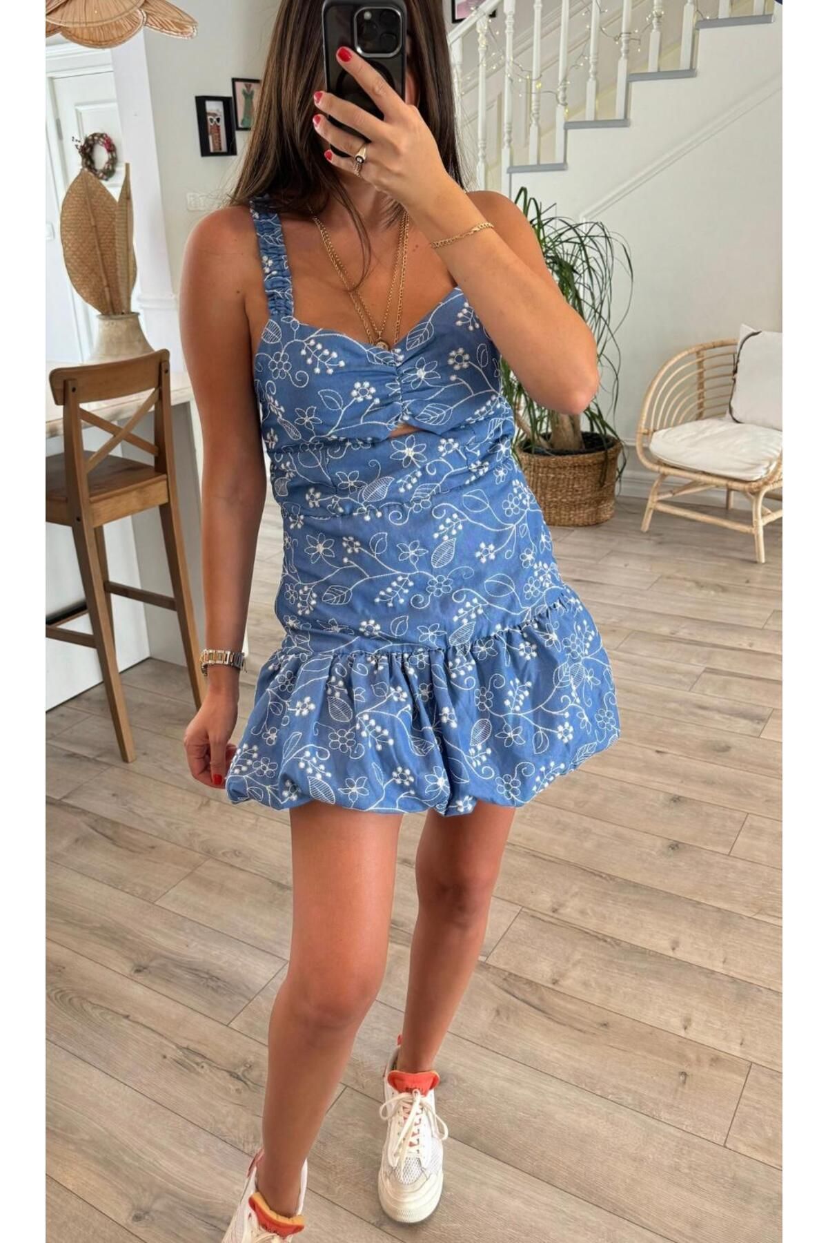 PG GİYİM İŞLEMELİ BALON ELBİSE-28975