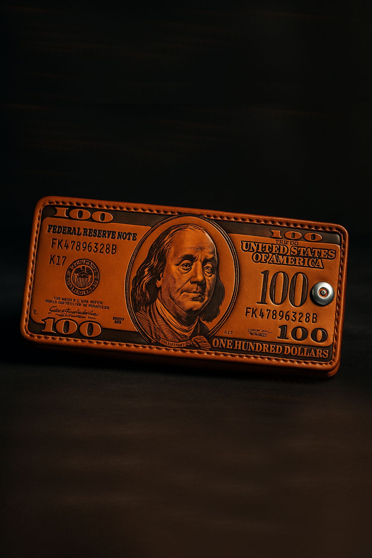GMRK Store 100 Dolar Desenli Kahverengi Pu Deri Cüzdan – Kredi Kartlık Para Cüzdanı, Erkek Cüzdan (11,5X9 CM)