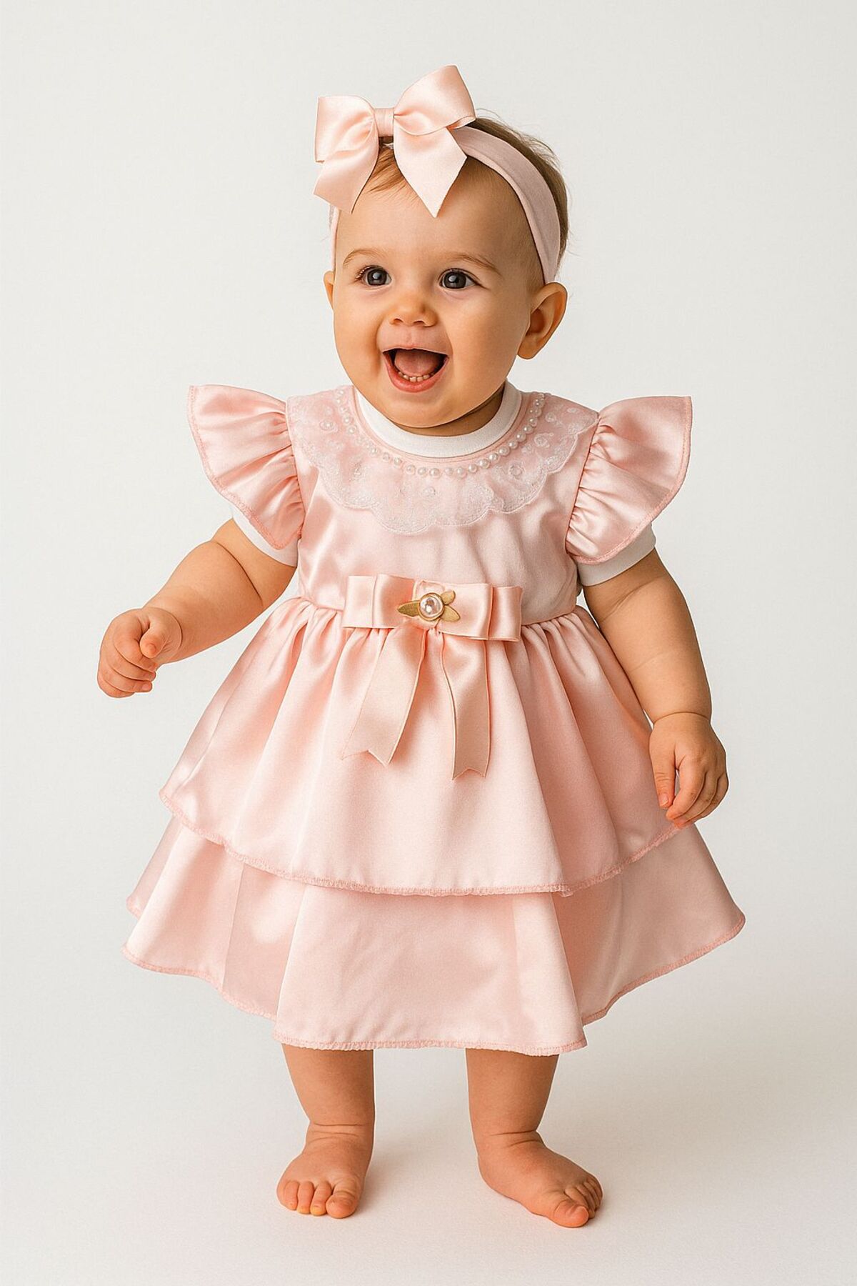 Petite Ponpon Baby Ponpon Baby Kız Bebek Yenidoğan Hediyelik Mevlüt Elbisesi Bebek Mevlütlük Elbise fotoğrafı 2 (önizleme)