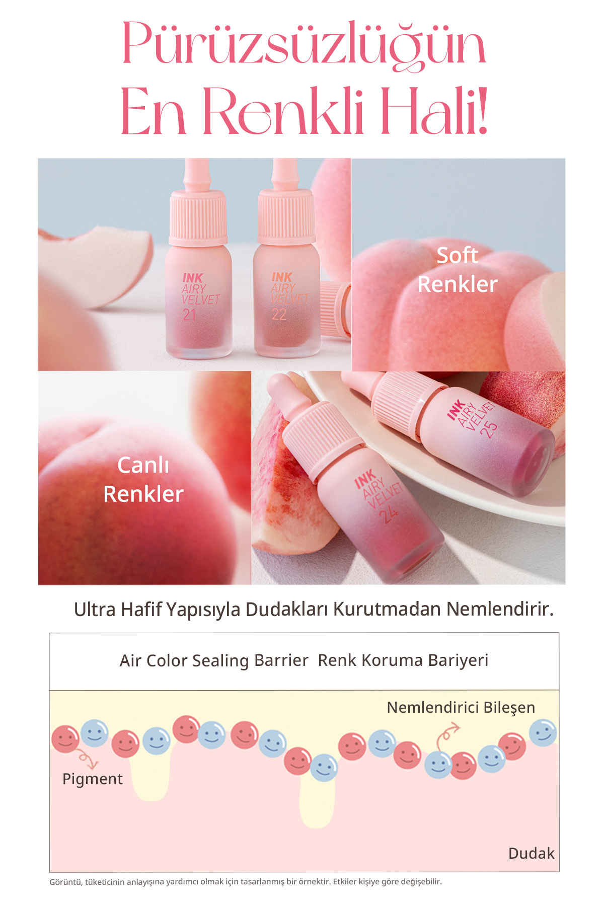 Uzun Süre Kalıcı ve Hafif Formüllü, Kadife Bitişli Tint PERIPERA Ink Airy Velvet (22 Center Peach) — صورتی 6357 — تصویر 8 از 9