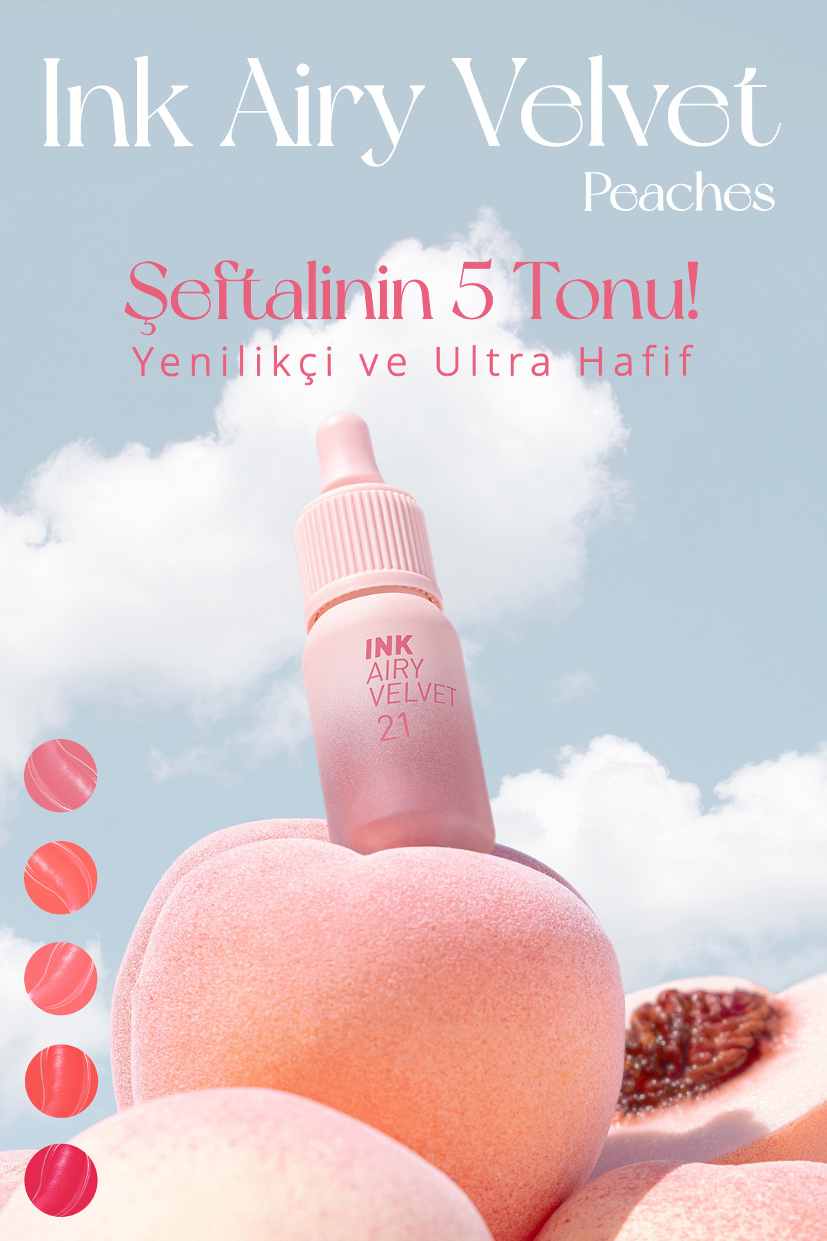 Uzun Süre Kalıcı ve Hafif Formüllü, Kadife Bitişli Tint PERIPERA Ink Airy Velvet (22 Center Peach) — صورتی 6357 — تصویر 7 از 9