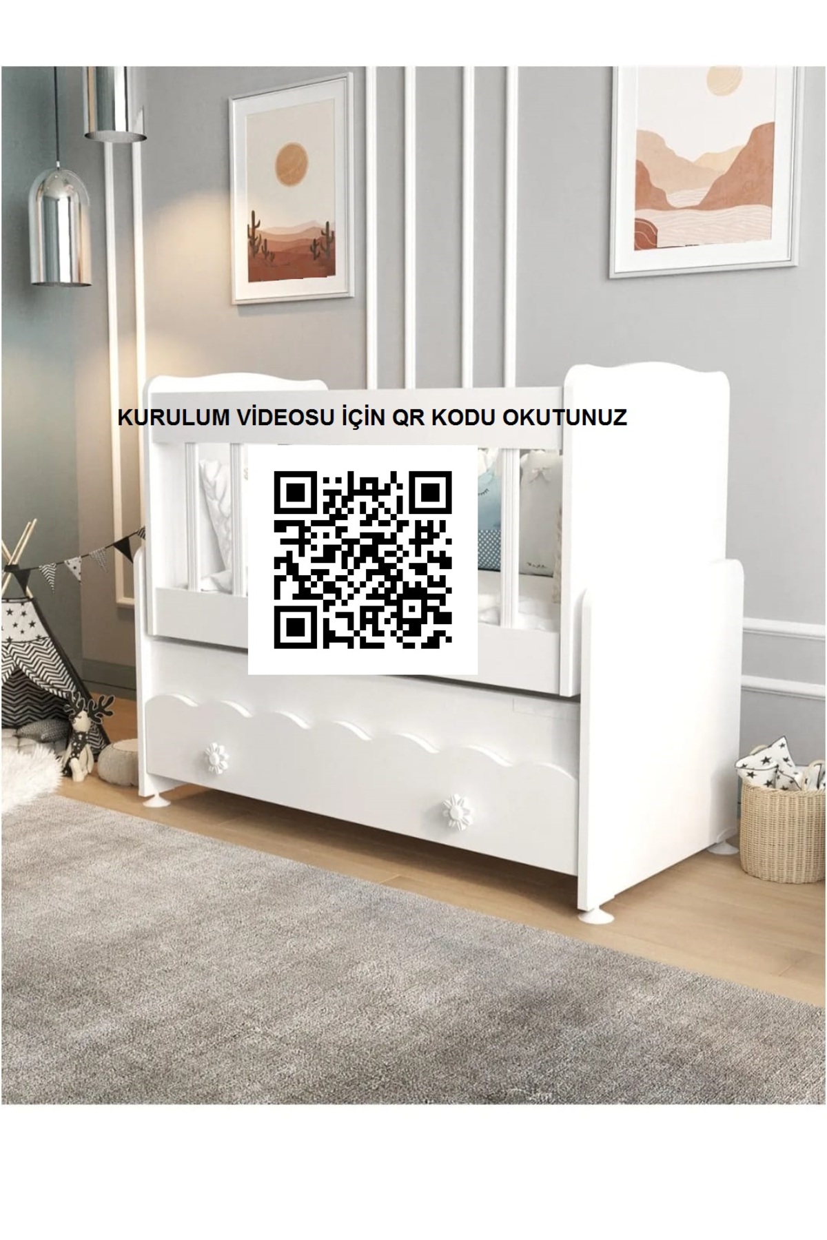 ardilla furniture Beşik Çekmeceli Sallanır Anne Yanı Ahşap Bebek Beşiği Beyaz fotoğrafı 6 (önizleme)