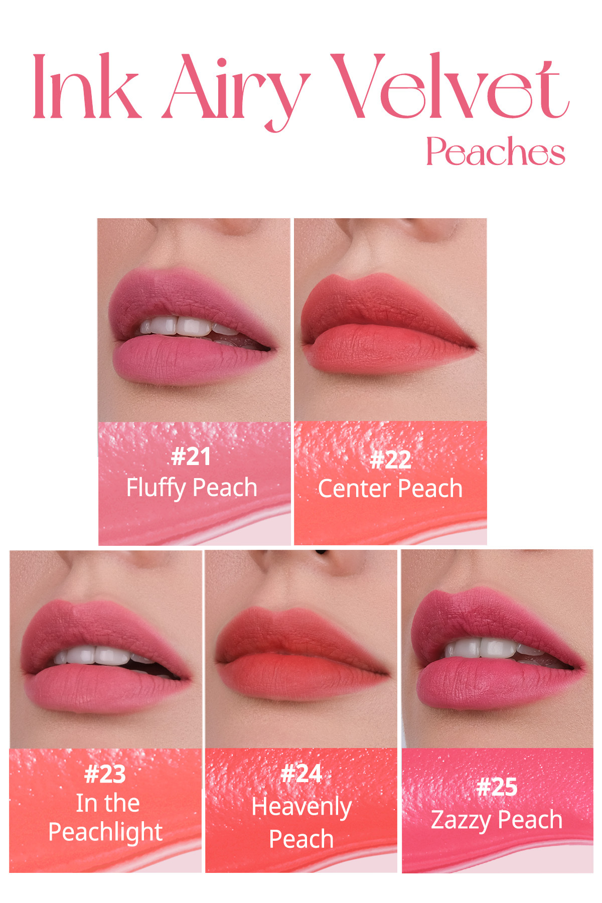 Uzun Süre Kalıcı ve Hafif Formüllü, Kadife Bitişli Tint PERIPERA Ink Airy Velvet (22 Center Peach) — صورتی 6357 — تصویر 5 از 9
