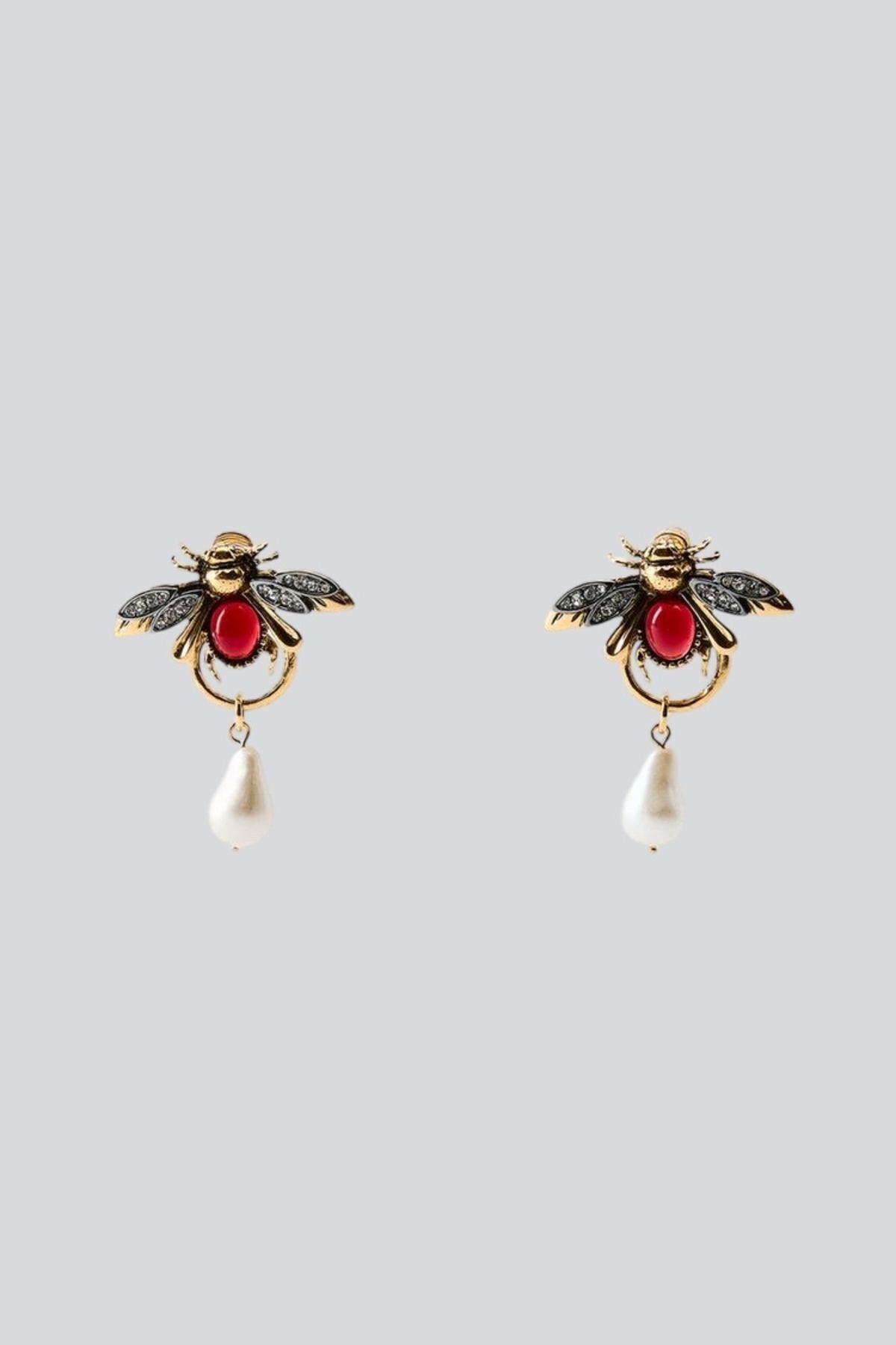 stravis-Pearl Dangle Bee Earrings 2
