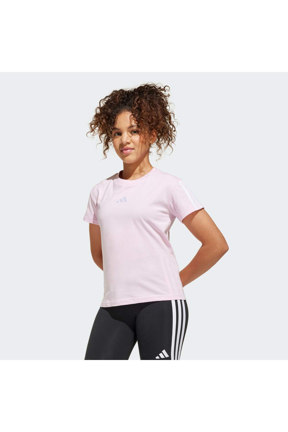 3 Stripes Çocuk Pembe Yuvarlak Yaka Tişört