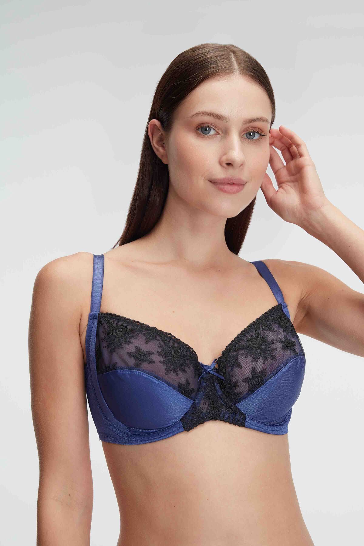 Anıl Lingerie-Sutien cu sârmă din dantelă din satin cu sârmă pentru femei, fără bretele, minimizator, 3633 5